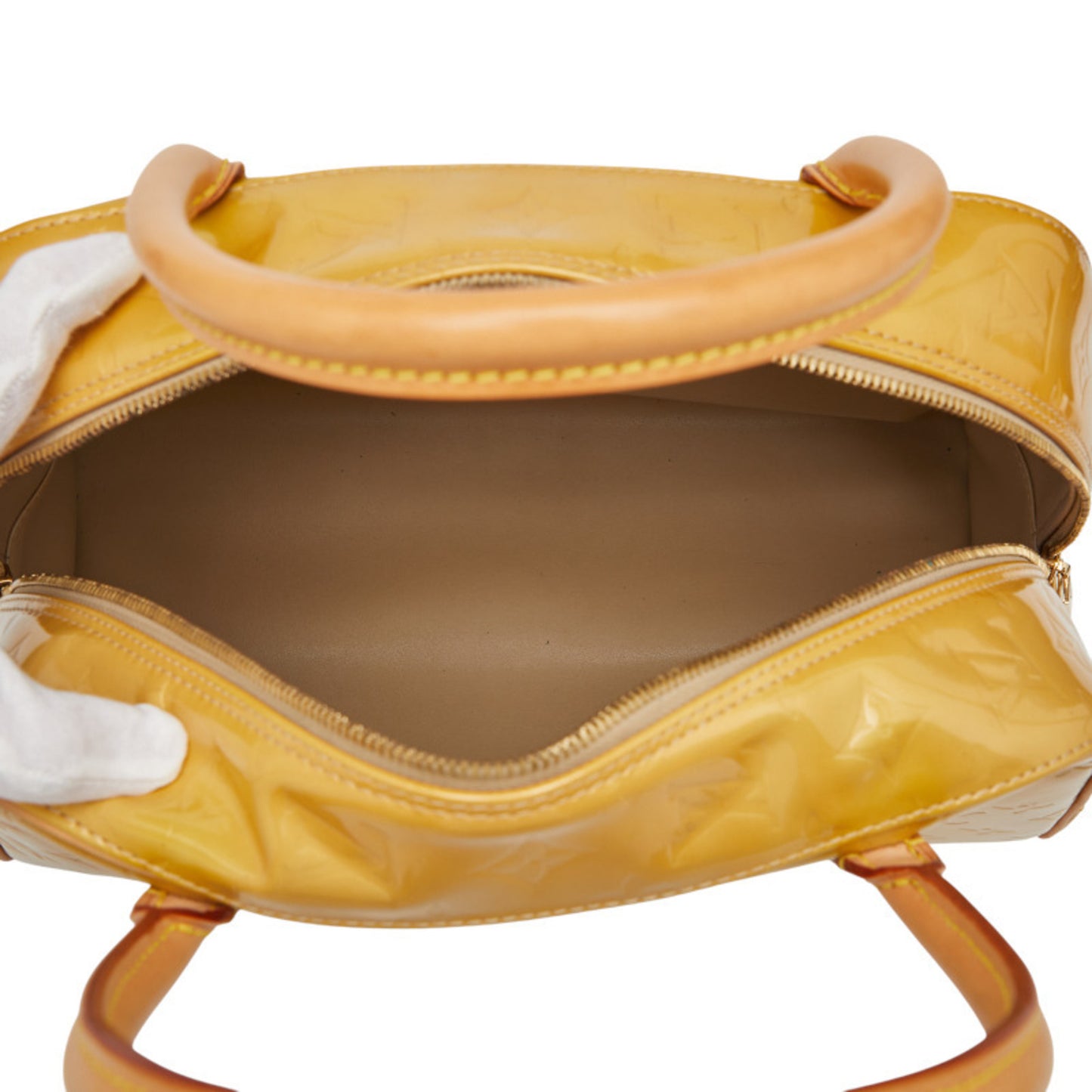 Louis Vuitton Monogram Vernis Tompkin Square Boston Bag/Handbag M91149 In Beige