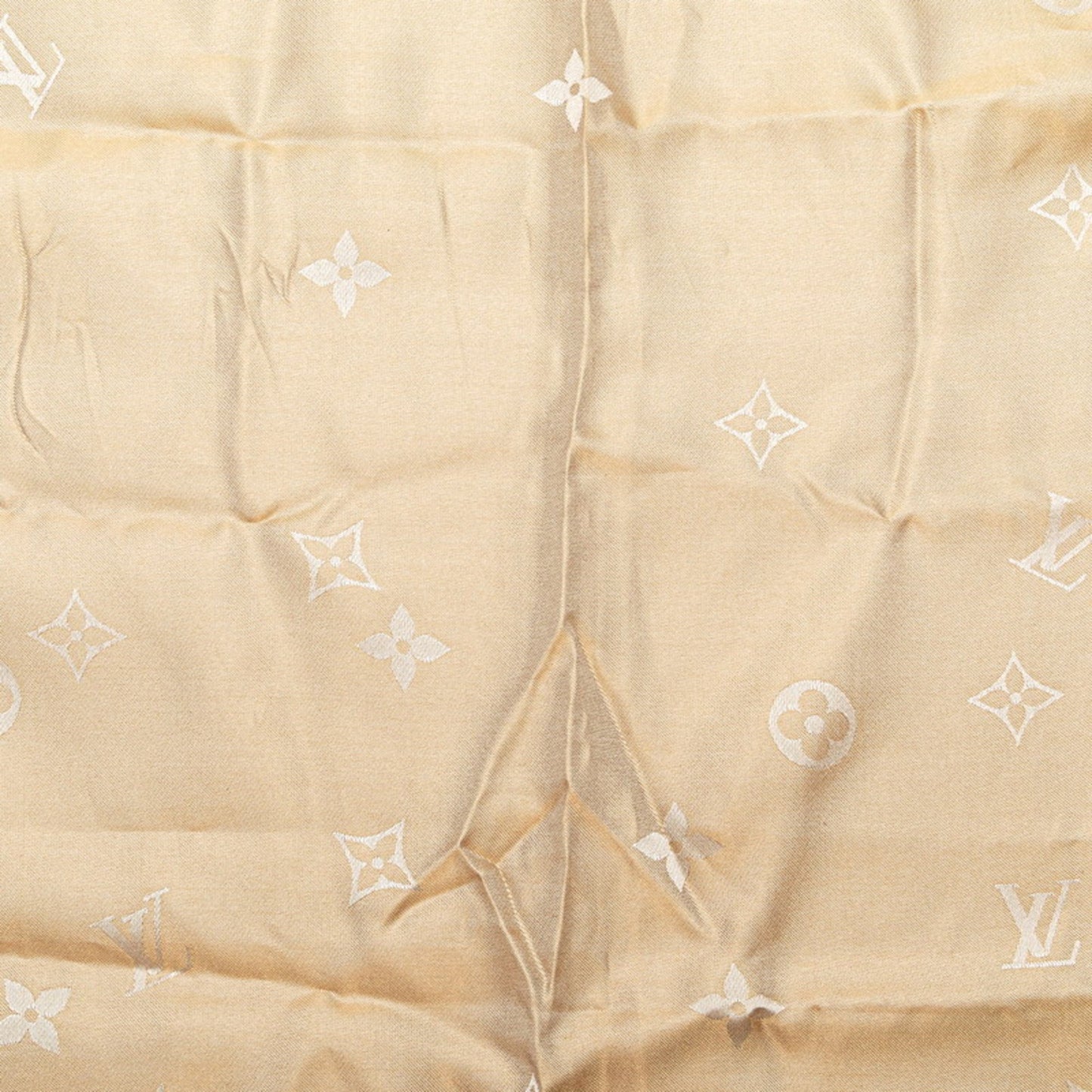 Louis Vuitton Monogram Scarf Muffler Beige Silk