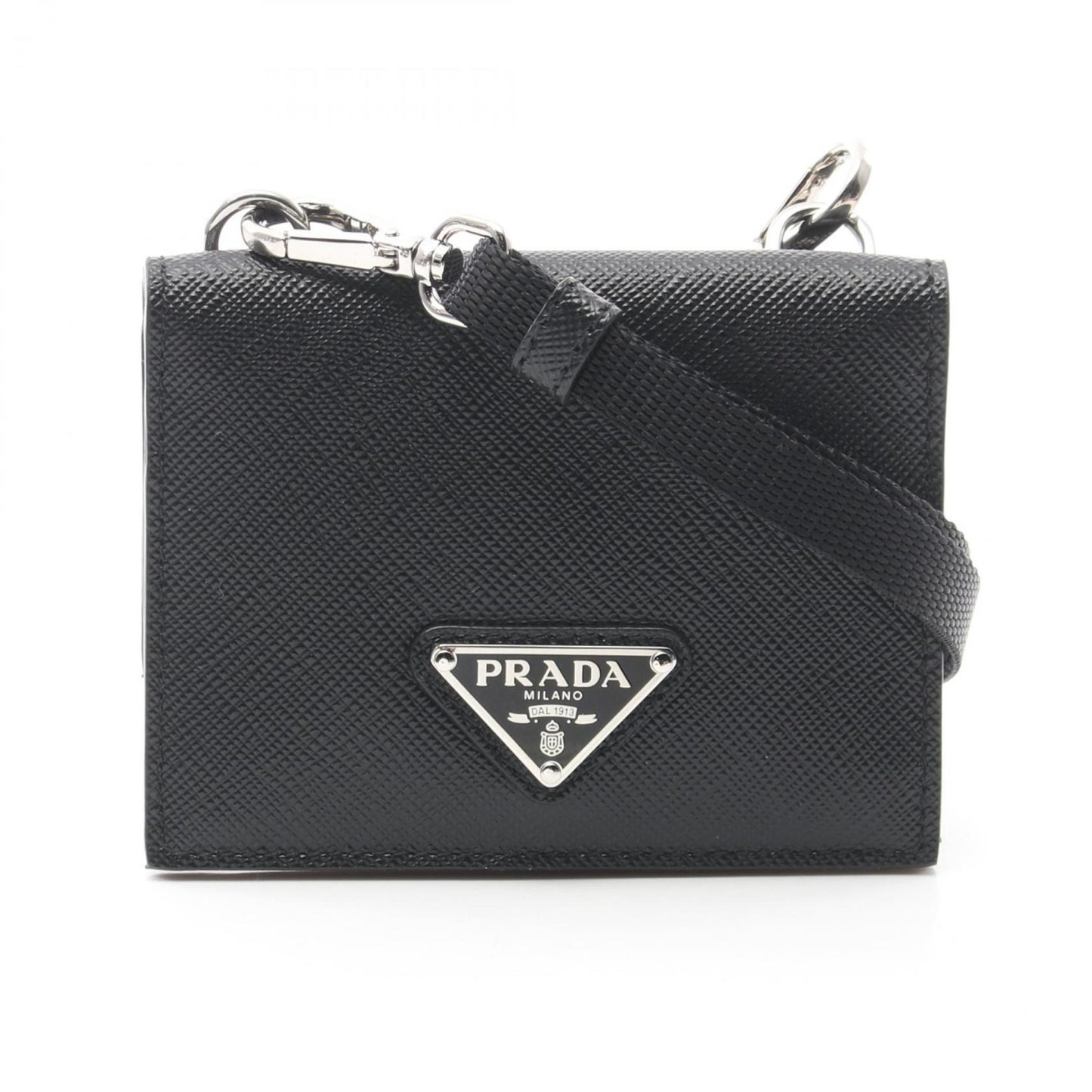 Prada Saffiano Triang Business Card Holder/Card Case Saffiano Leather