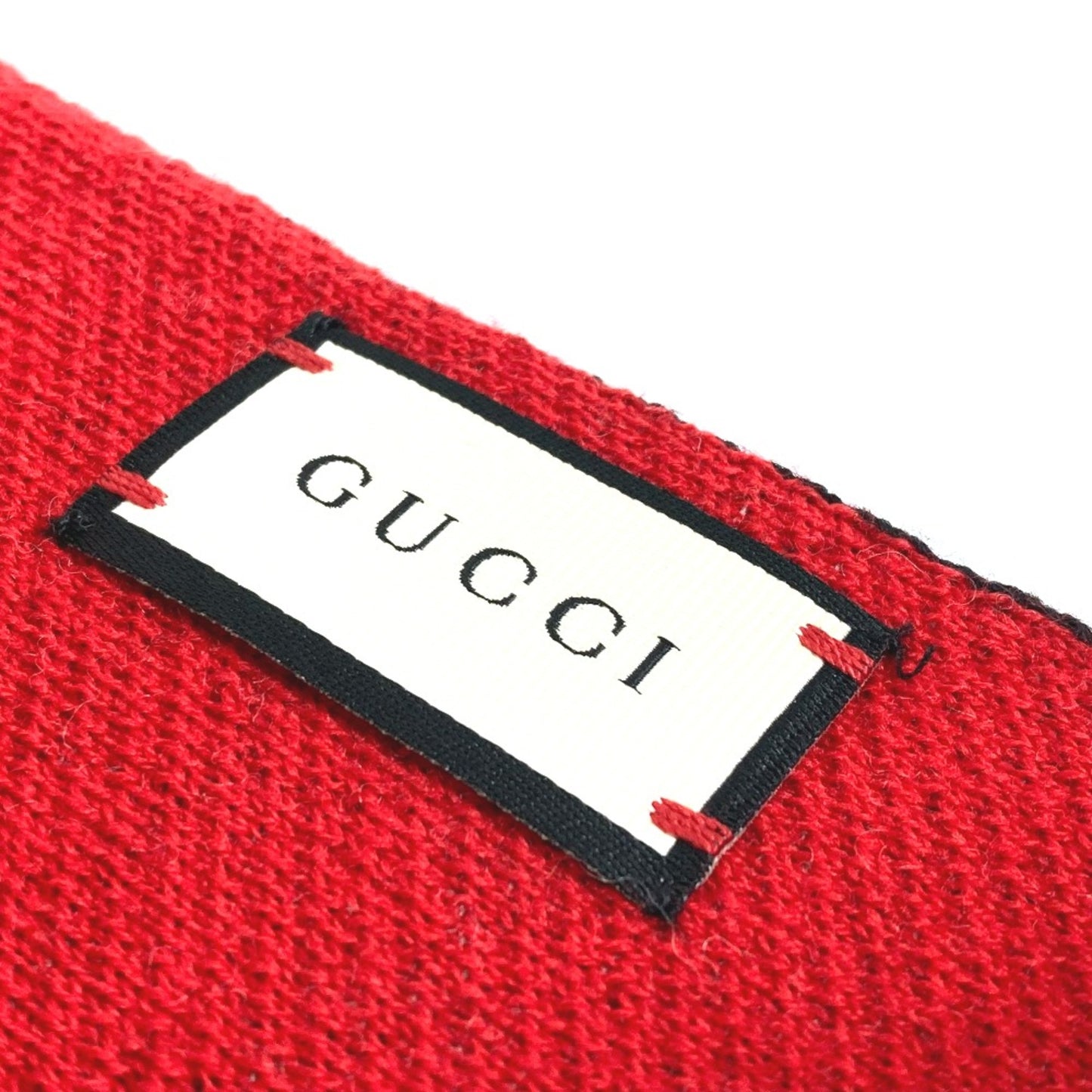 Gucci Be Loved Logo Fringe Scarf Black Red