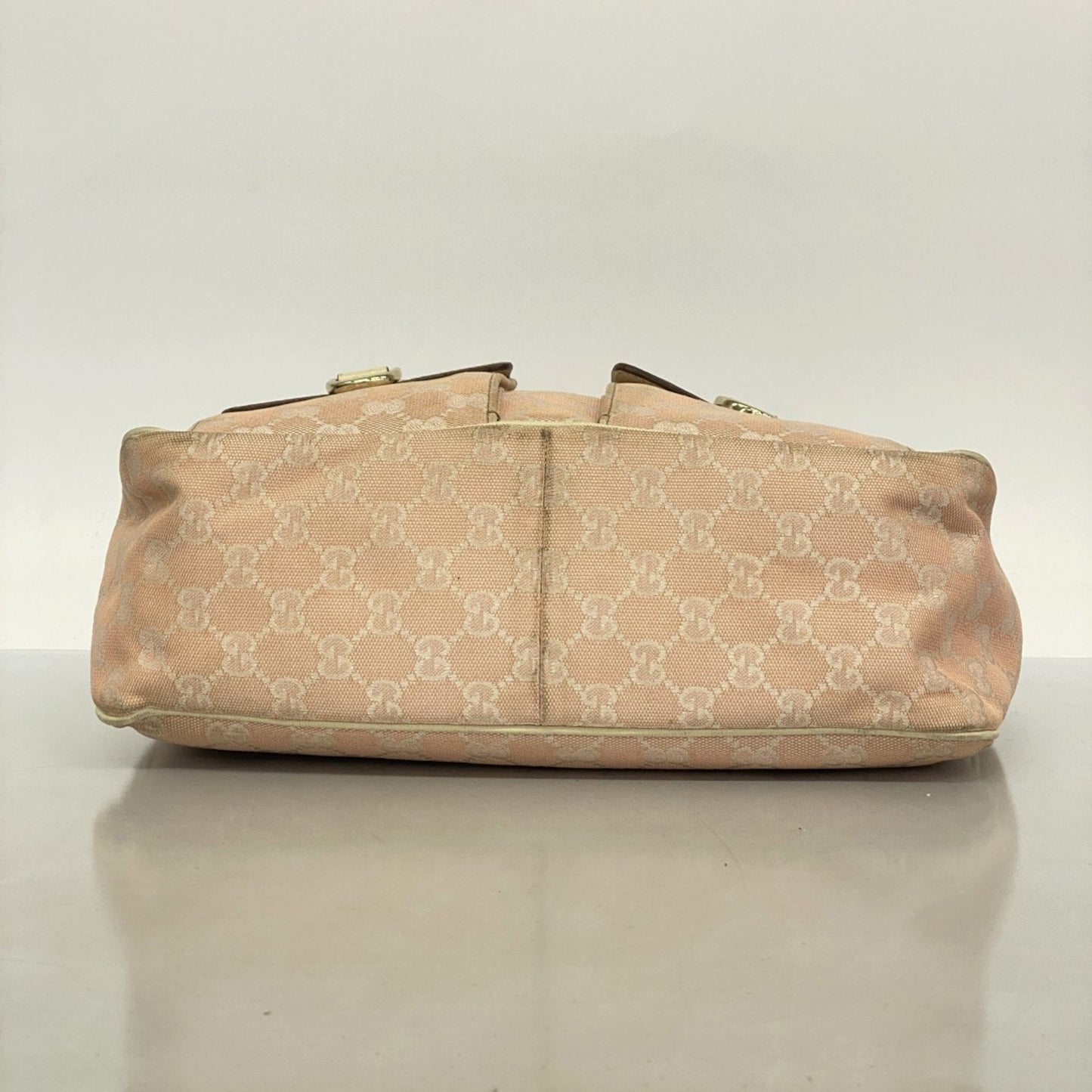Gucci Gg Canvas Abbey Shoulder Bag 153025 Pink White Silver Champagne