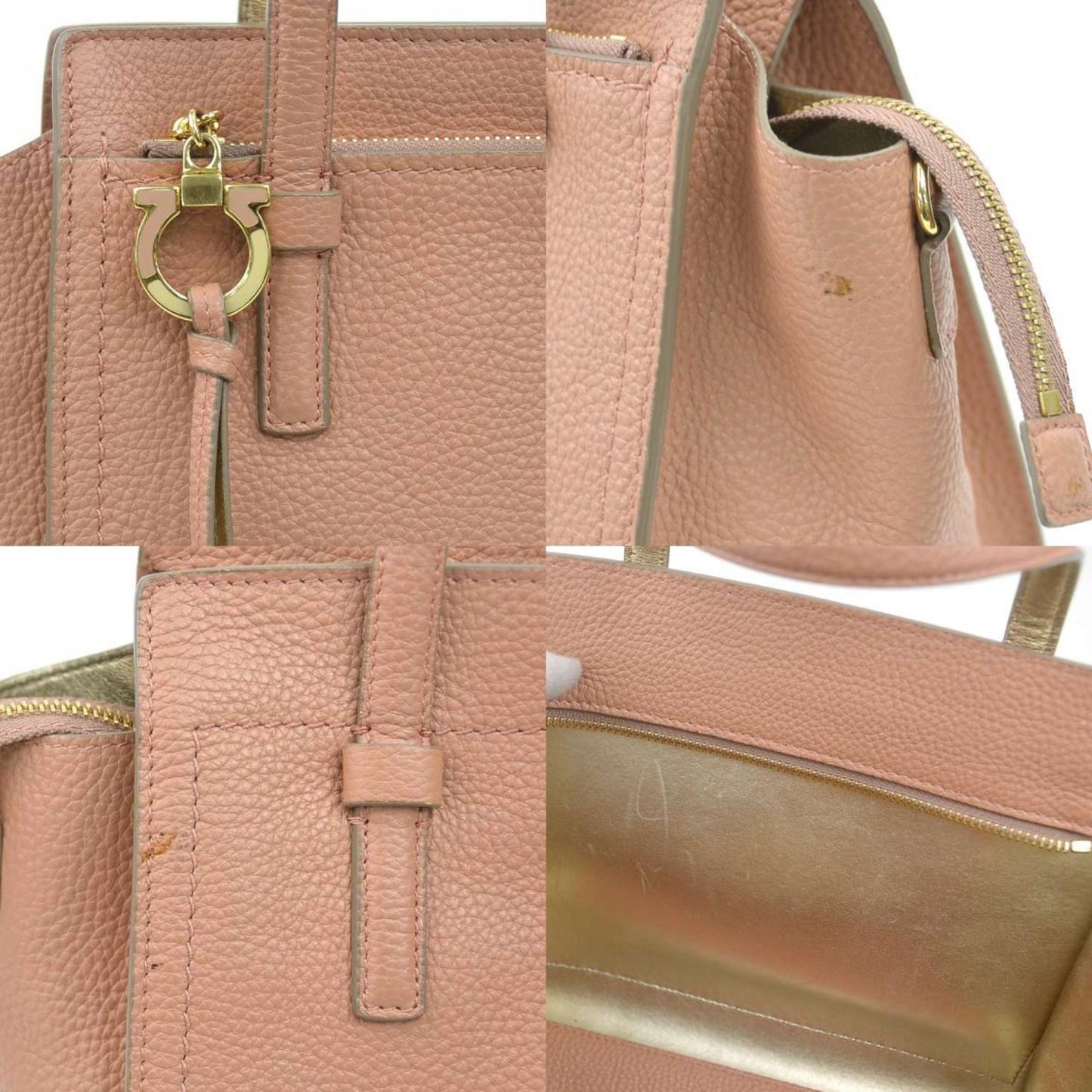 Salvatore Ferragamo Handbag Shoulder Bag Gancini Leather Coral Pink
