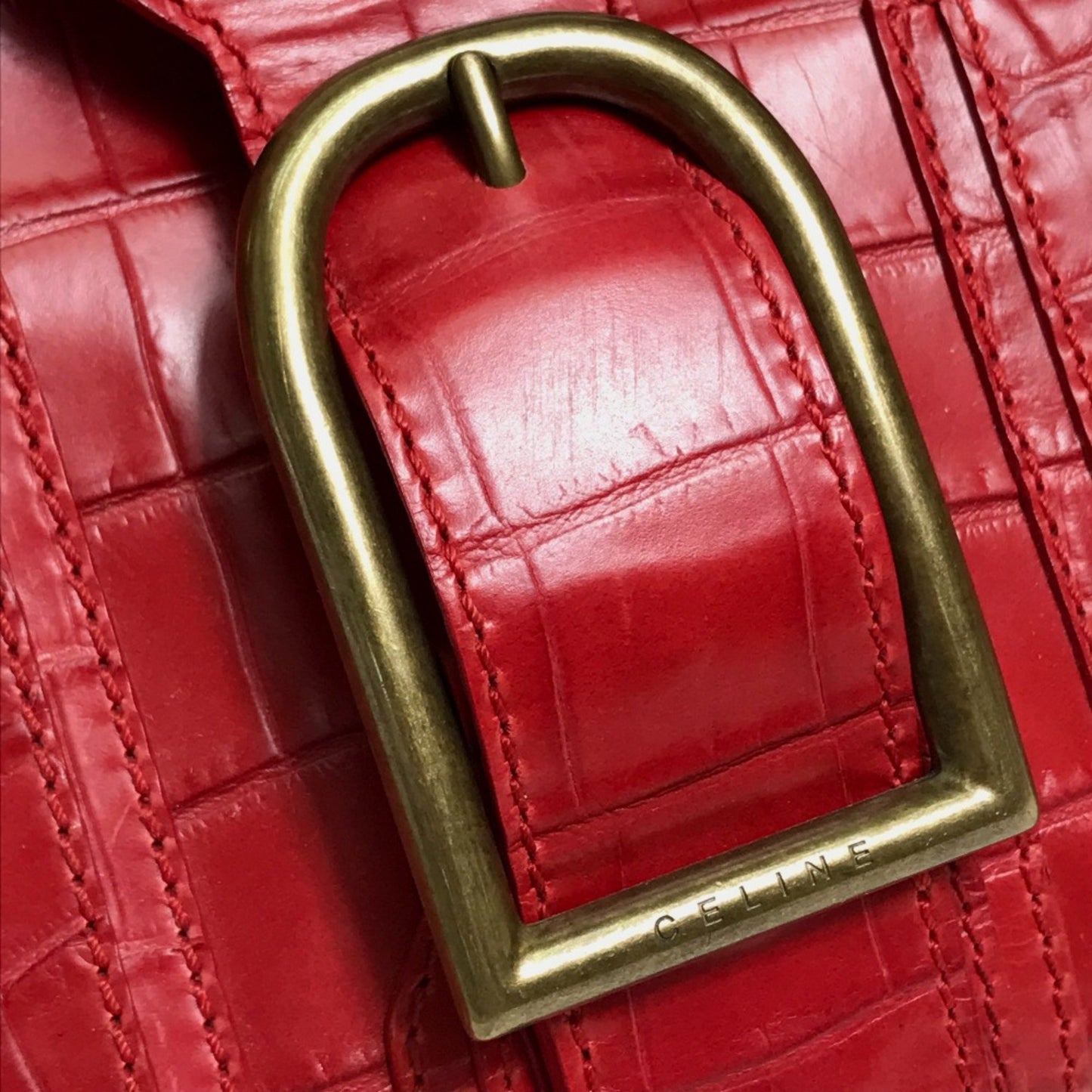 Celine Belt Bag Hand Bag Red Goldhardware