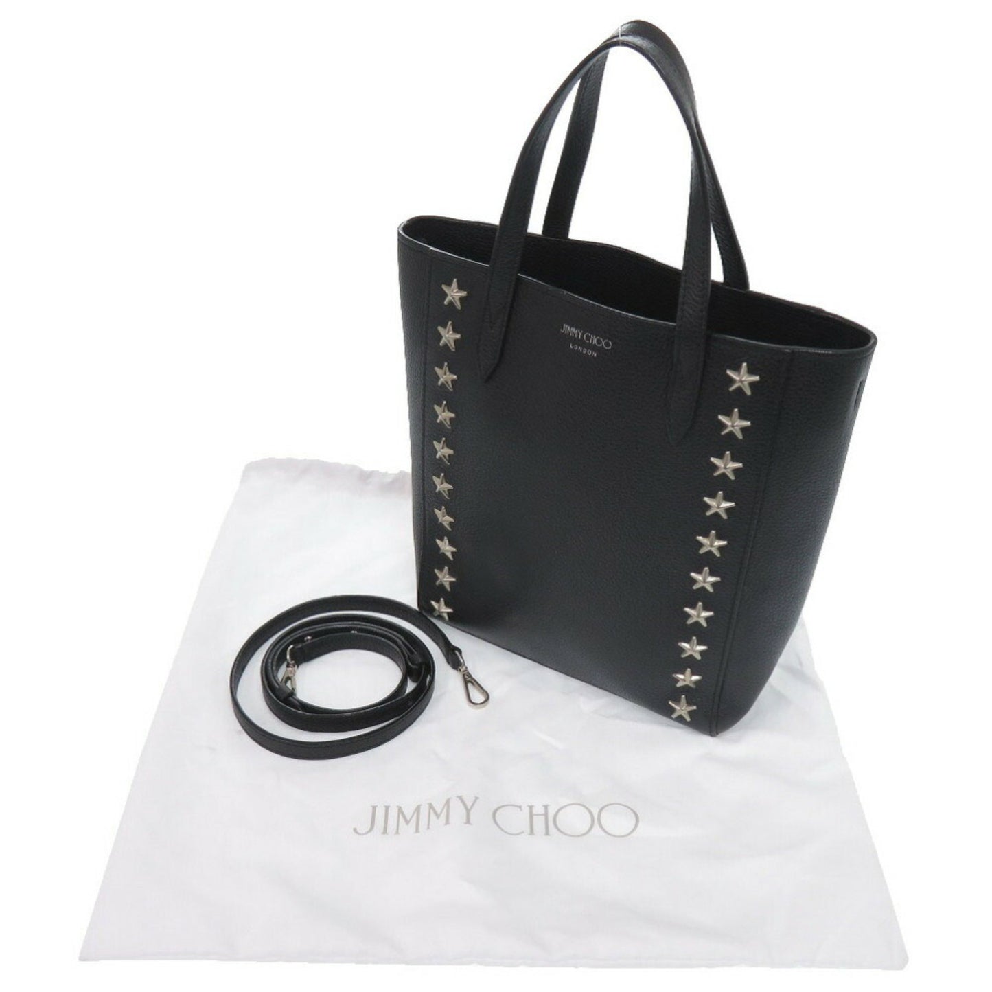 Jimmy Choo Star Stud Bria Leather Black Tote Bag 0429Jimmy Choo