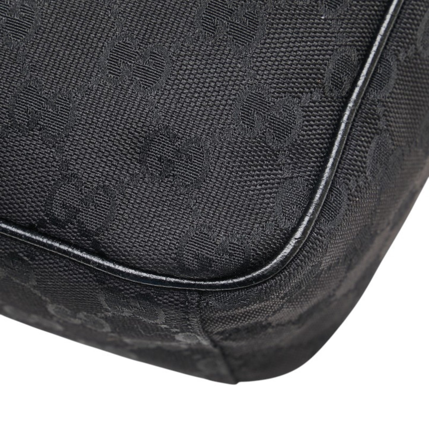 Gucci Gg Canvas Shoulder Bag 122759 Black Leather