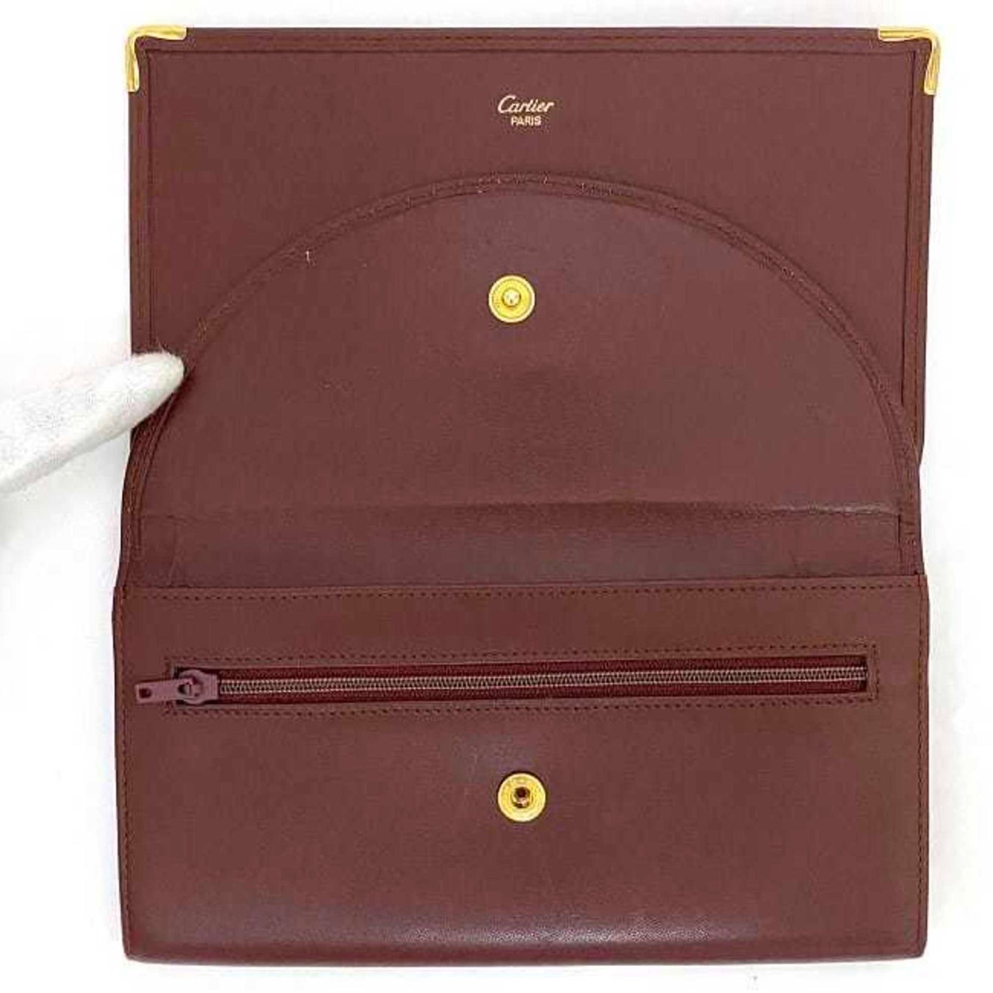 Cartier Bifold Long Wallet Bordeaux Must W Flap Leather