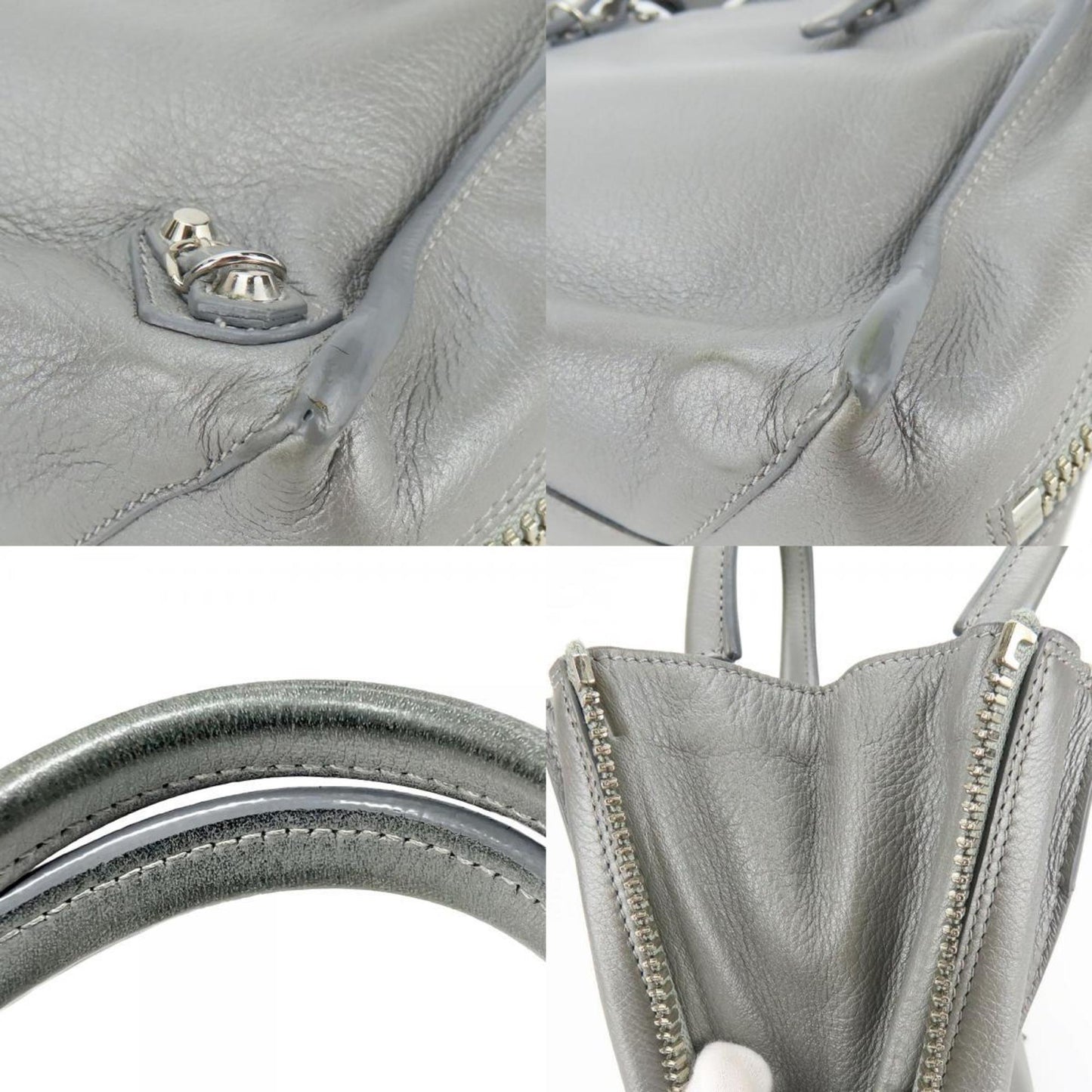 Balenciaga Paper Handbag 357333 Leather Silver Shoulder