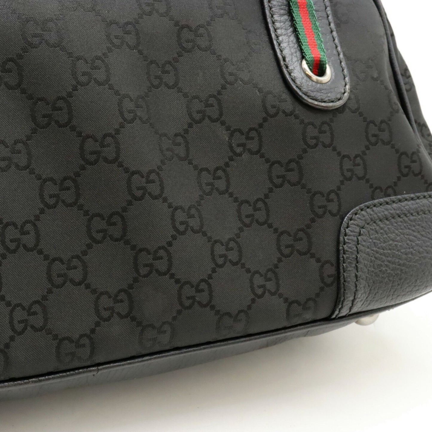 Gucci Gucci Gg Nylon Sherry Line Shoulder Bag Leather Black 293594