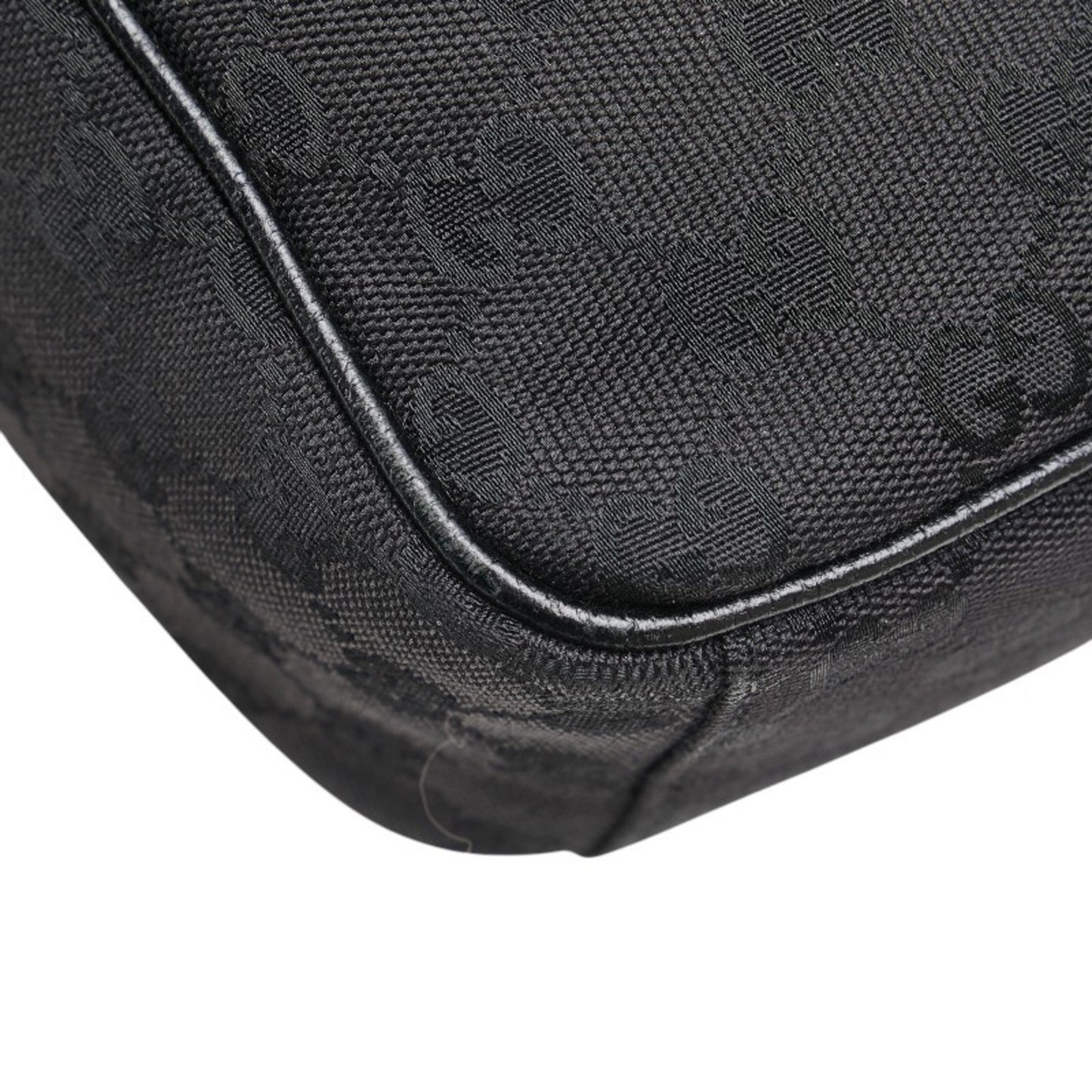 Gucci Gg Canvas Shoulder Bag 122759 Black Leather
