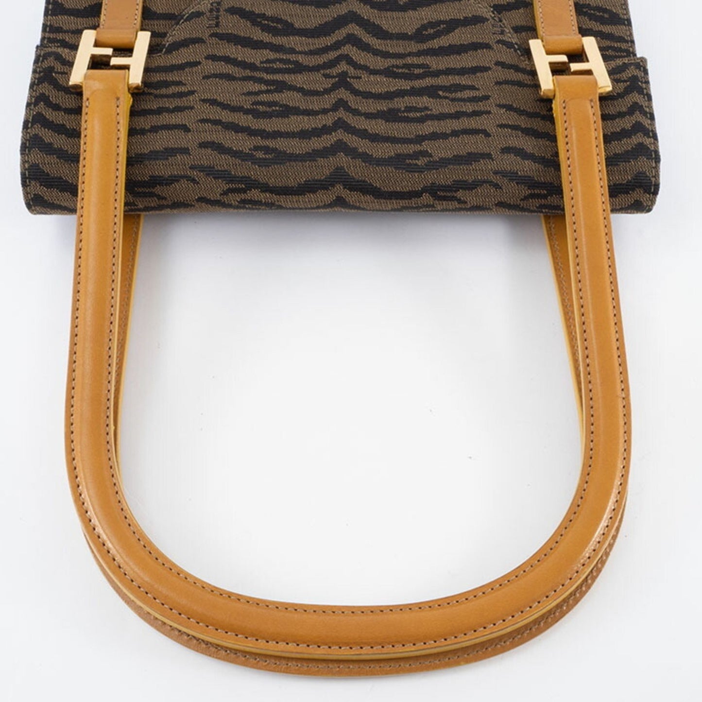 Fendi Zebra Handbag 26346 Canvas/Leather Brown