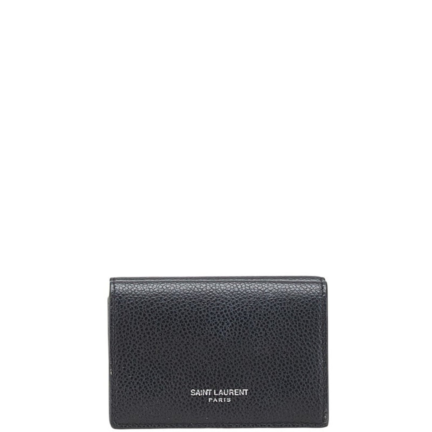 Saint Laurent Tri-Fold Compact Wallet Black Leather