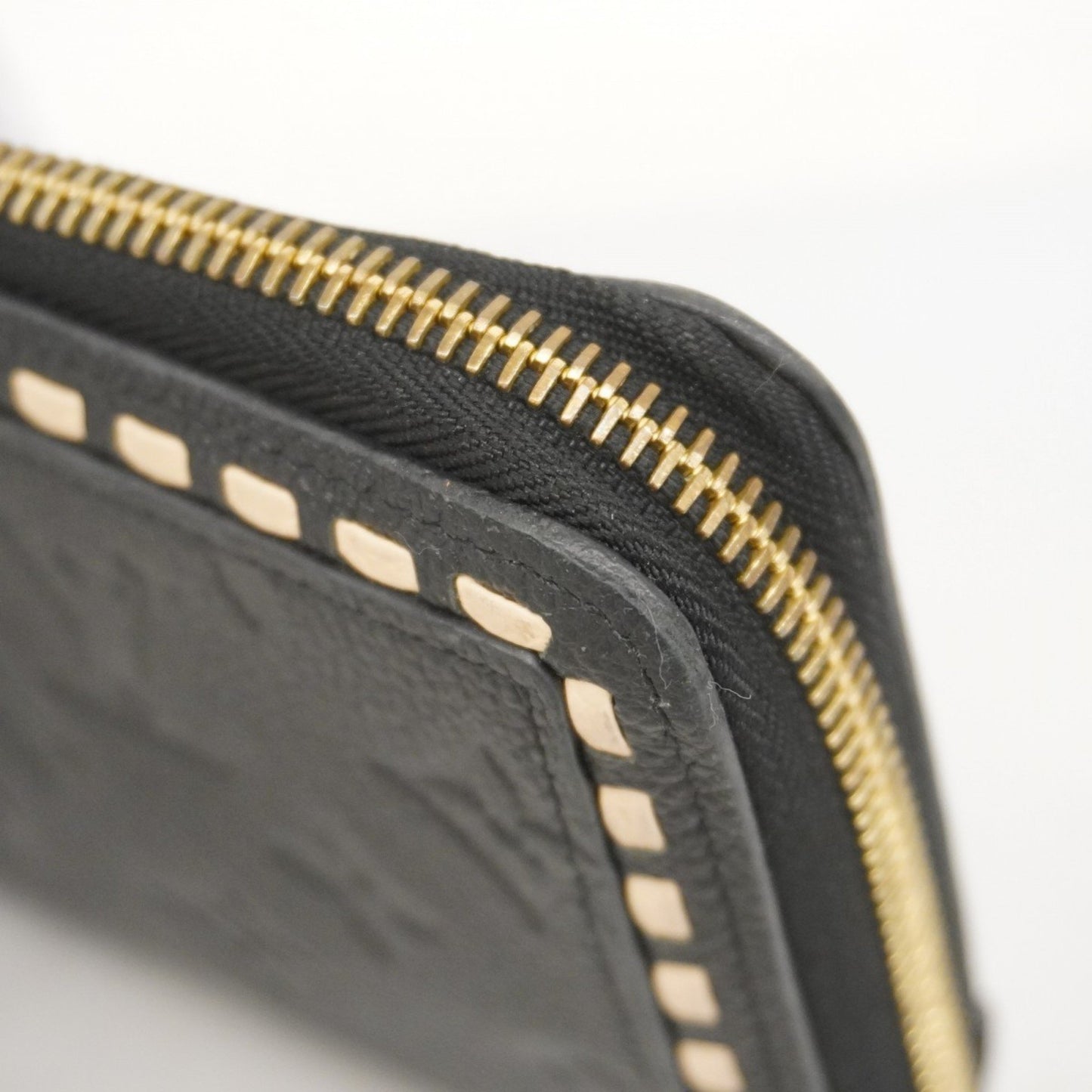 Louis Vuitton Monogram Empreinte Stitch Zippy Wallet M64805 Beige Noir