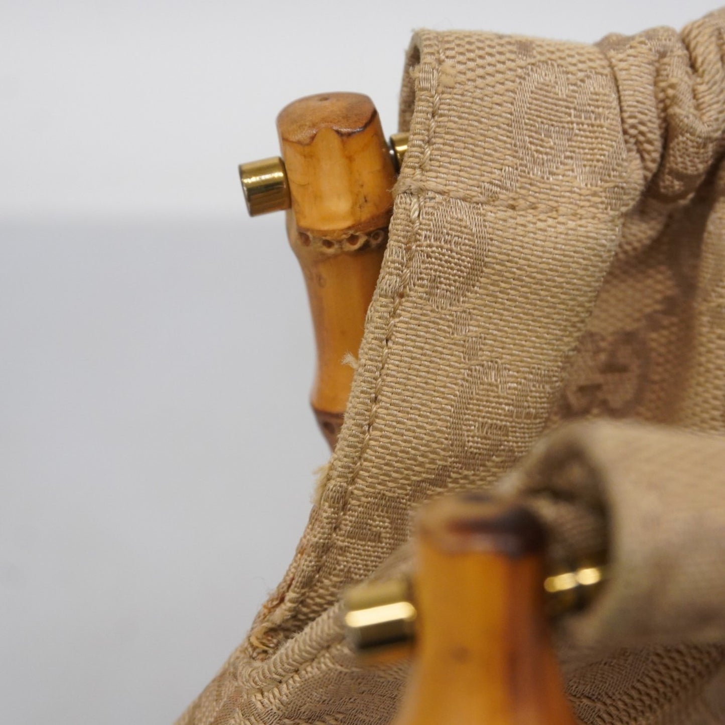 Gucci Gg Canvas Bamboo Shoulder Bag 92708 Light Brown