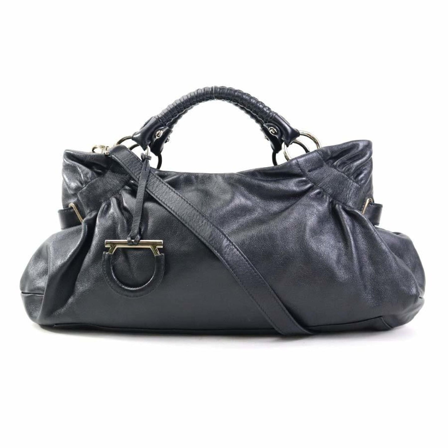 Salvatore Ferragamo Handbag Shoulder Bag Gancini Leather Black
