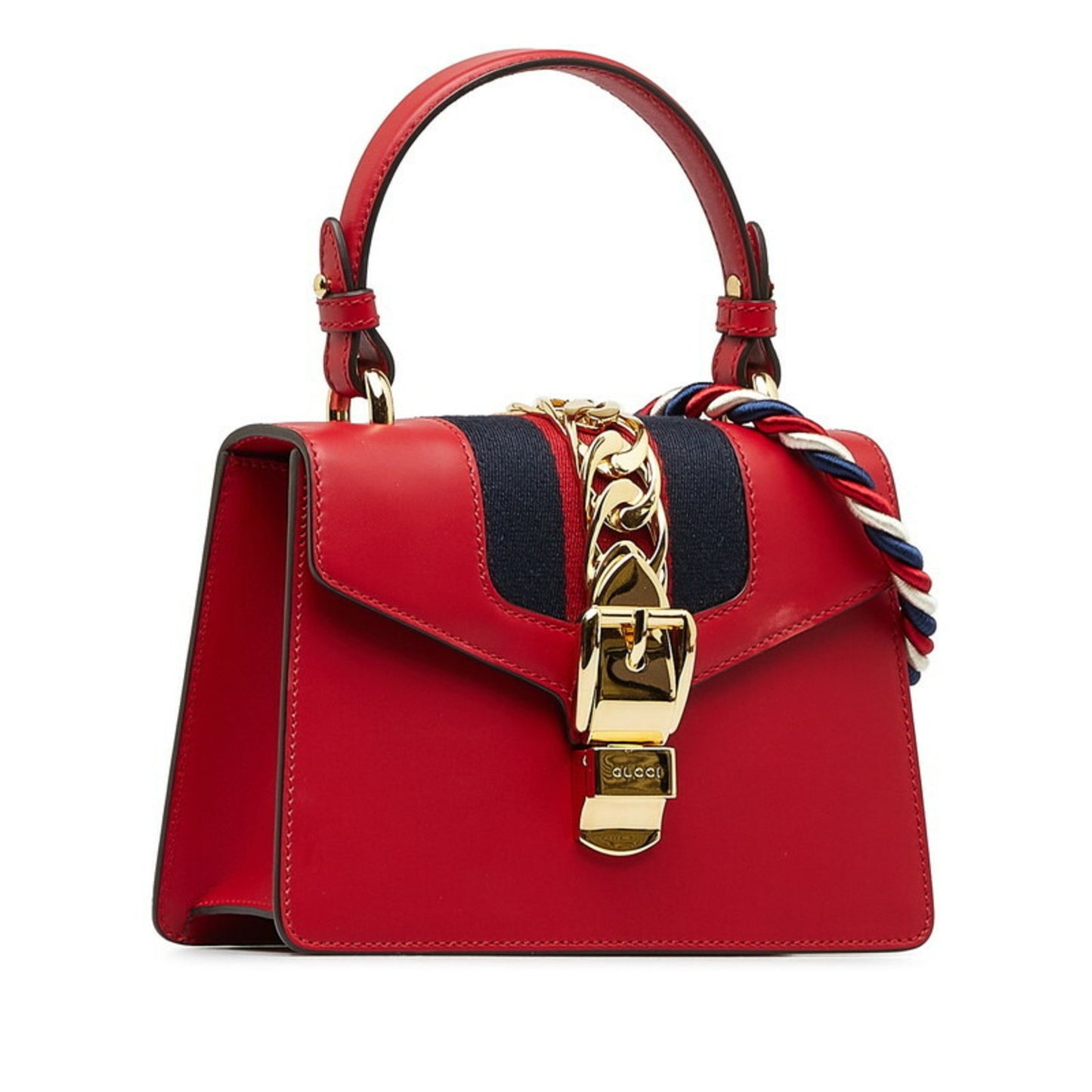Gucci Sylvie Handbag Shoulder Bag 470270 Red Leather