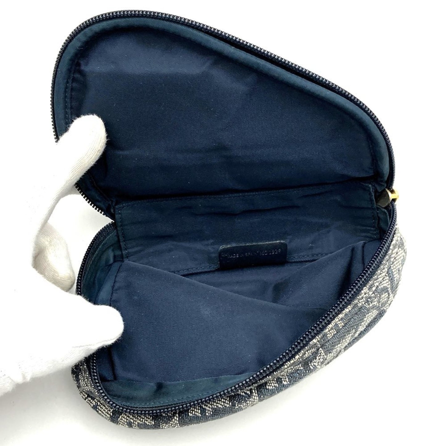 Dior Pouch Navy Blue Canvas Trotter Saddle
