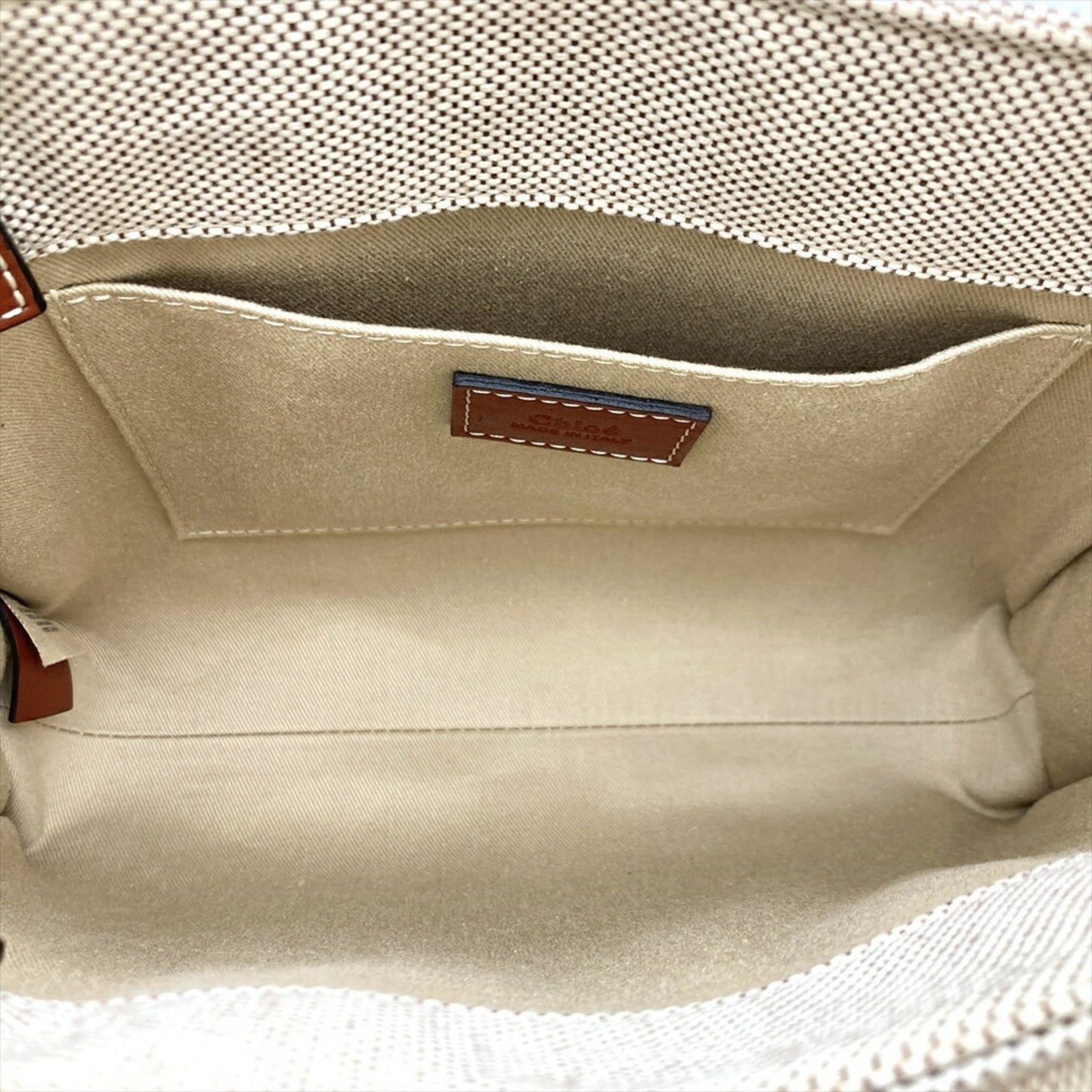 Chlo Chloe Woody Small Tote Bag Cotton Leather 04217565 Brown