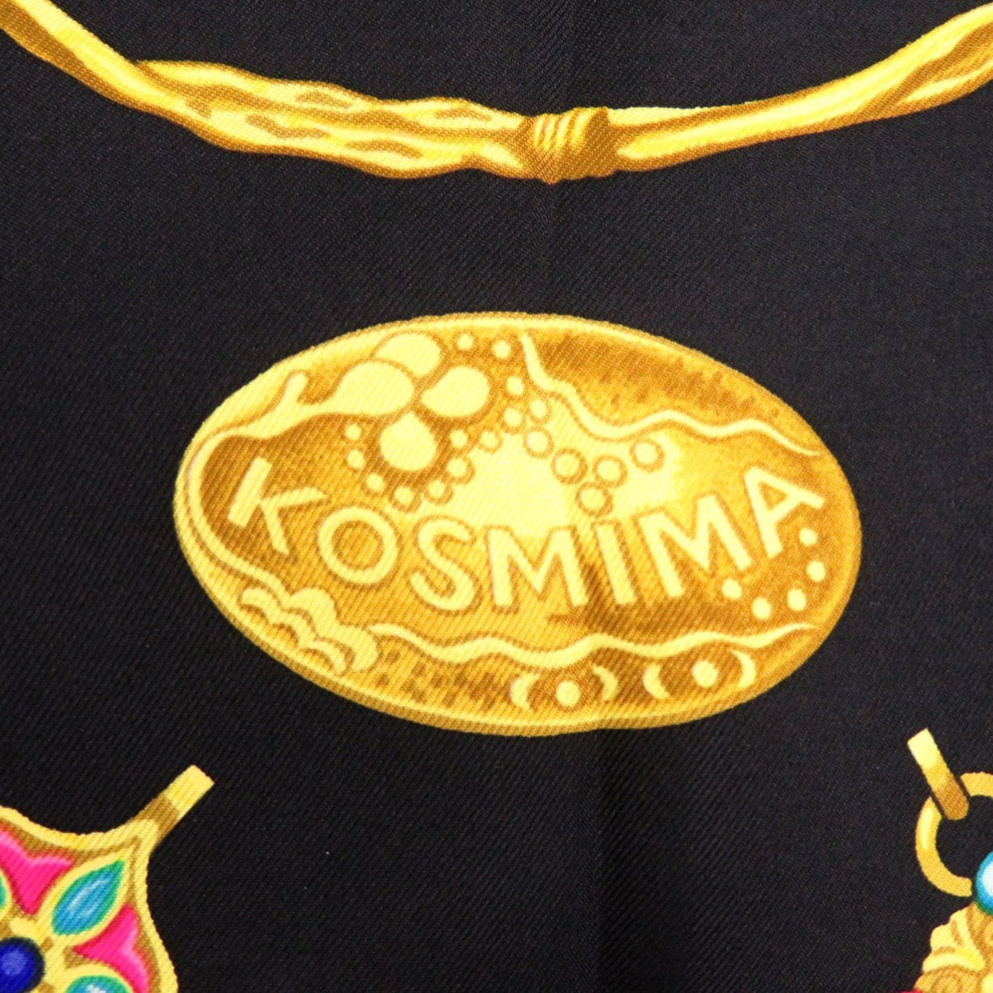 Herms Carr 90 Kosmima Space Silk Black Scarf Muffler 1437 Hermes