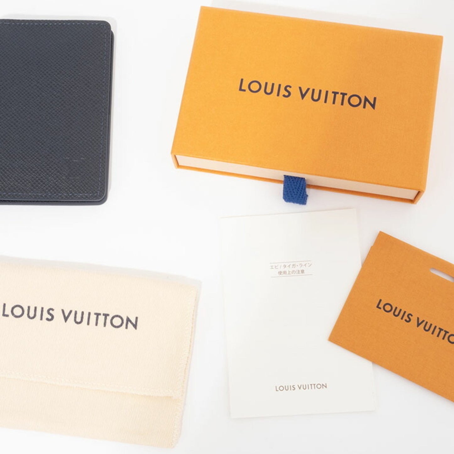 Louis Vuitton Card Case Organizer De Poche M30535 Taiga Blue Marine