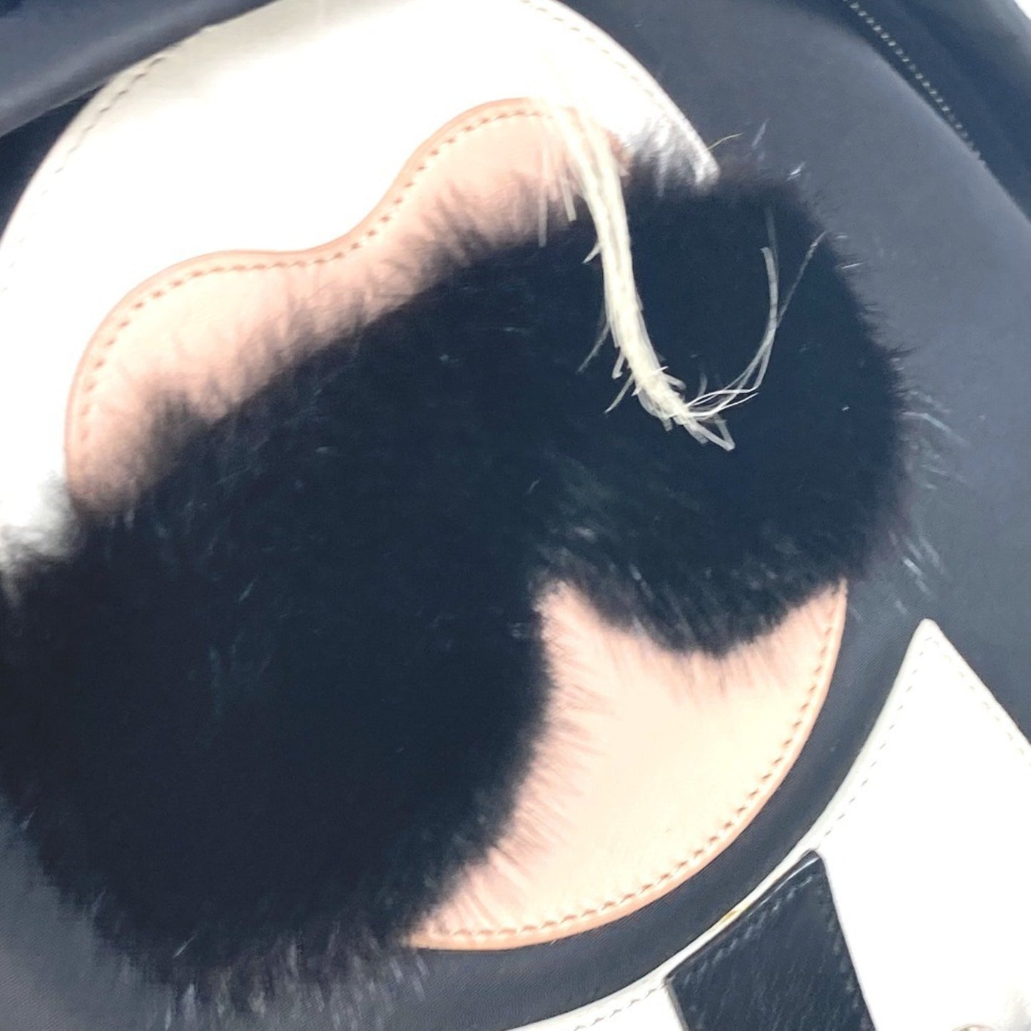 Fendi 7Vz016 Karl Lagerfeld Fur Studded Nylon Backpack In Black