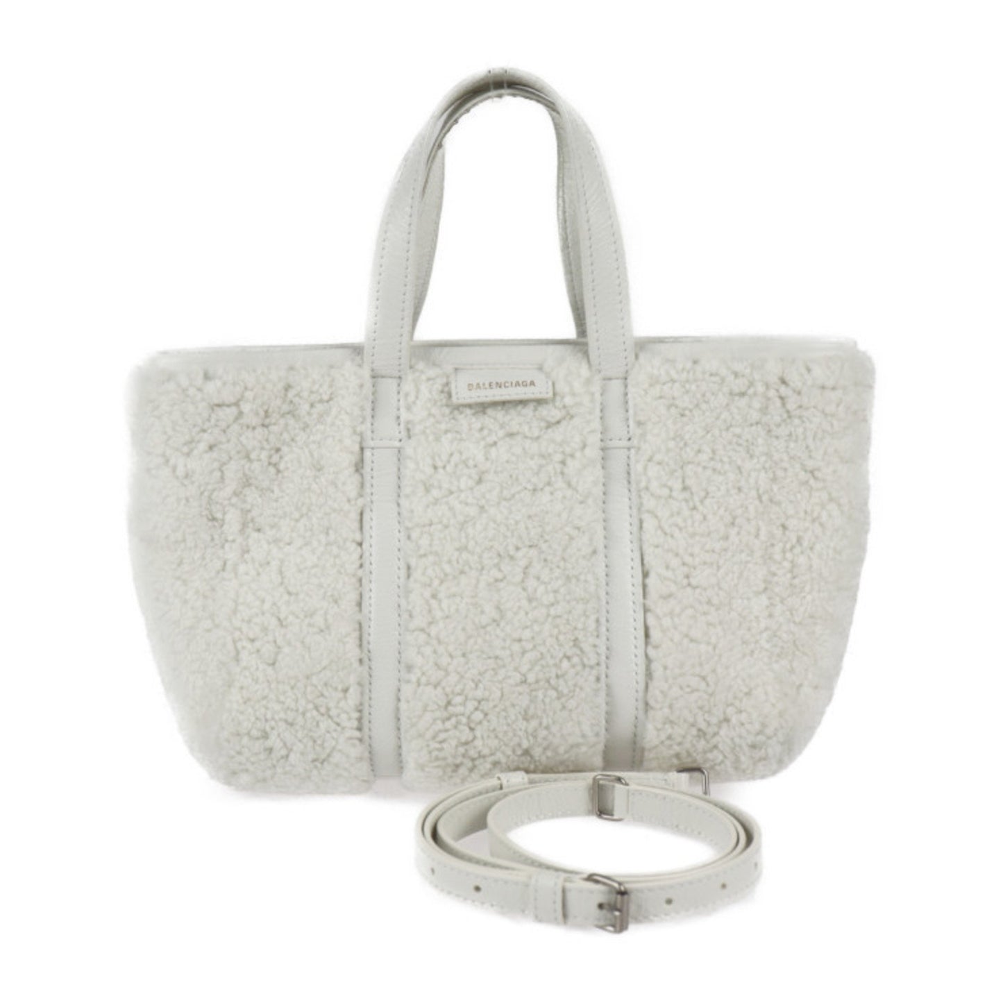 Balenciaga Balenciaga Balbes Small Handbag 671404 Mouton Leather White 2Way