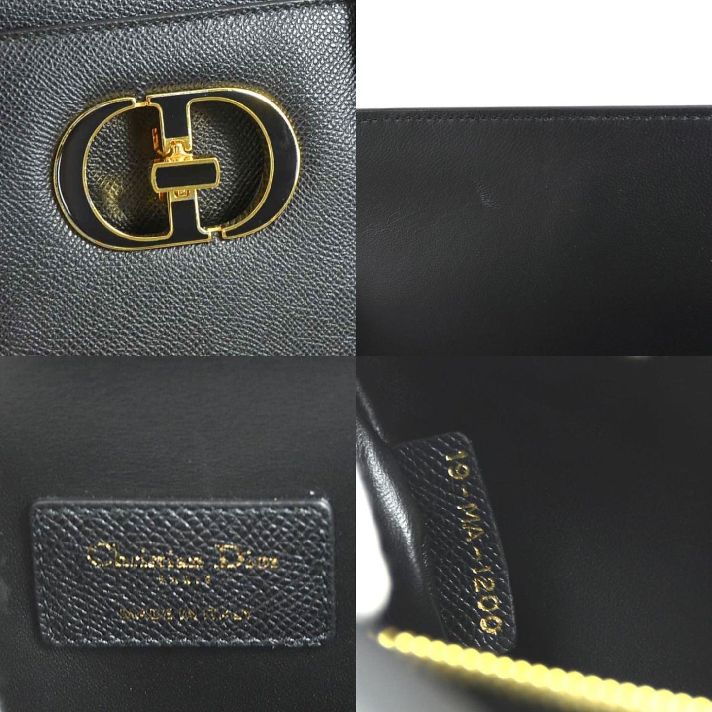 Christian Dior Handbag Shoulder Bag 30 Montaigne Saint Honore Small Leather Black