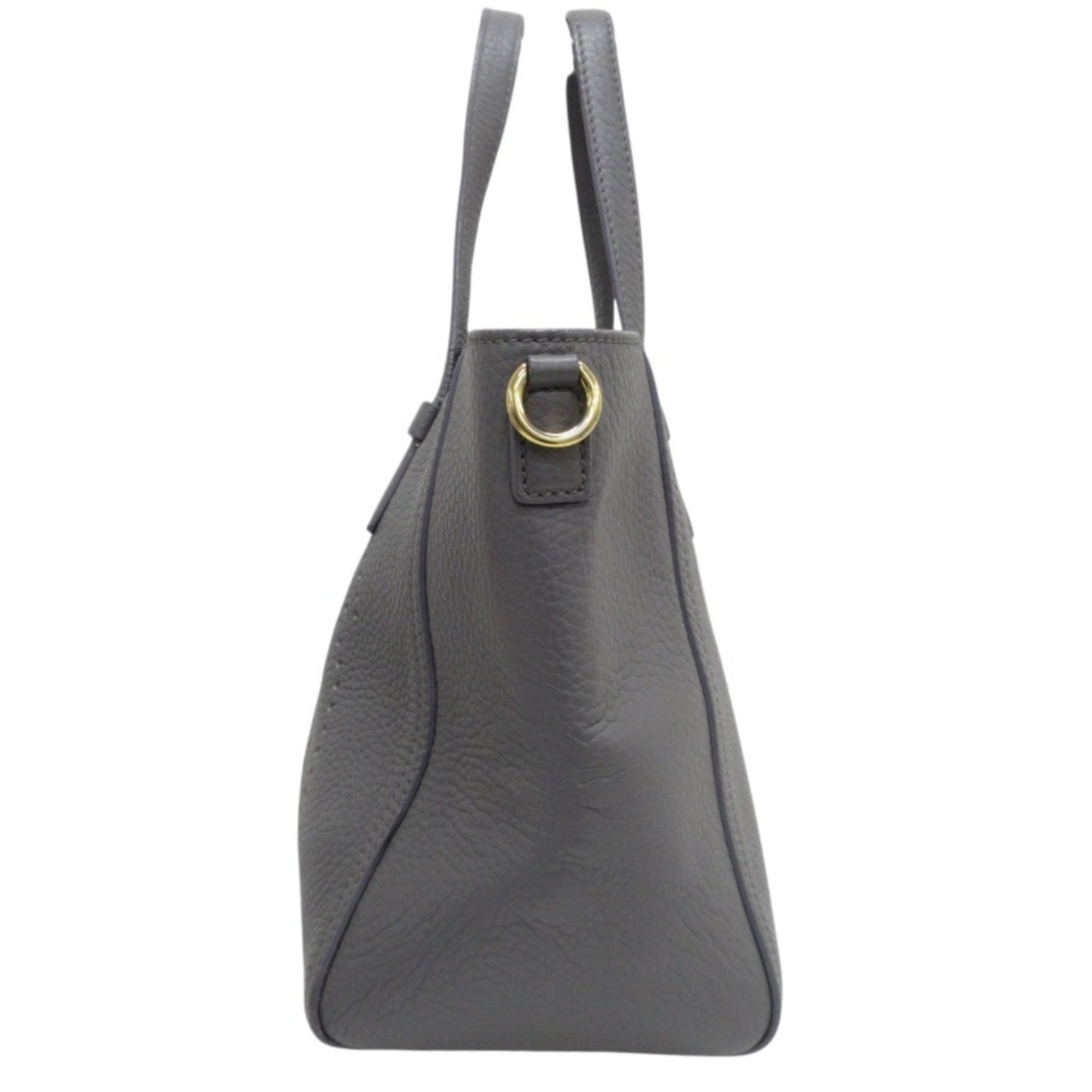 Salvatore Ferragamo Marta Punching Gancini Leather 2Way Shoulder Bag Tote Grey