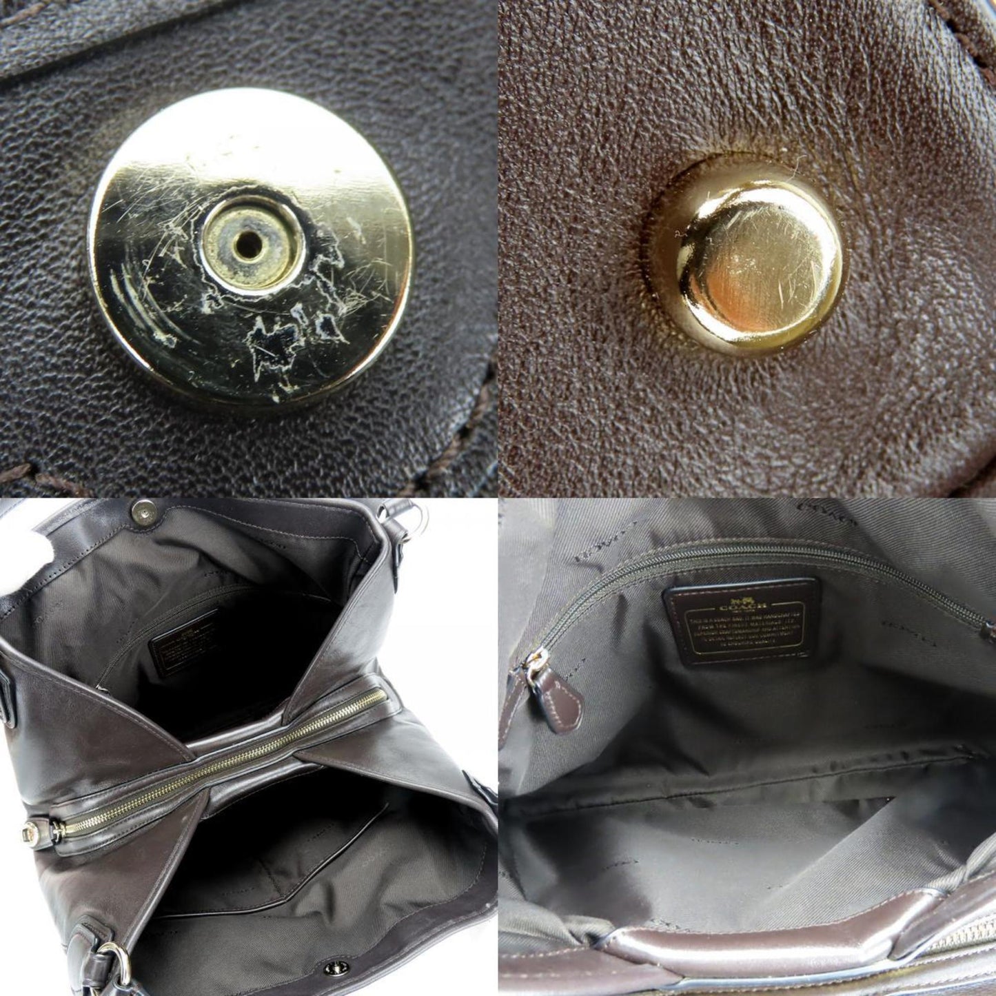 Coach Tote Bag 36466 Signature Canvas Leather Dark Brown