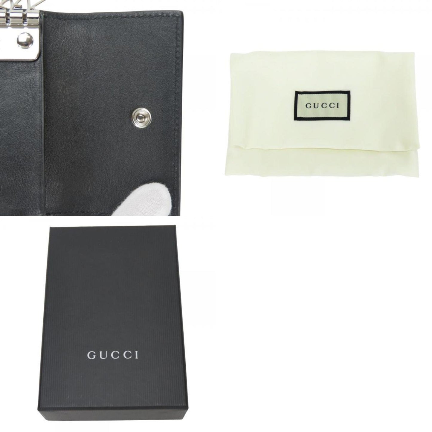 Gucci Key Case 150402 6-Ring Shimmer Leather Black Micro