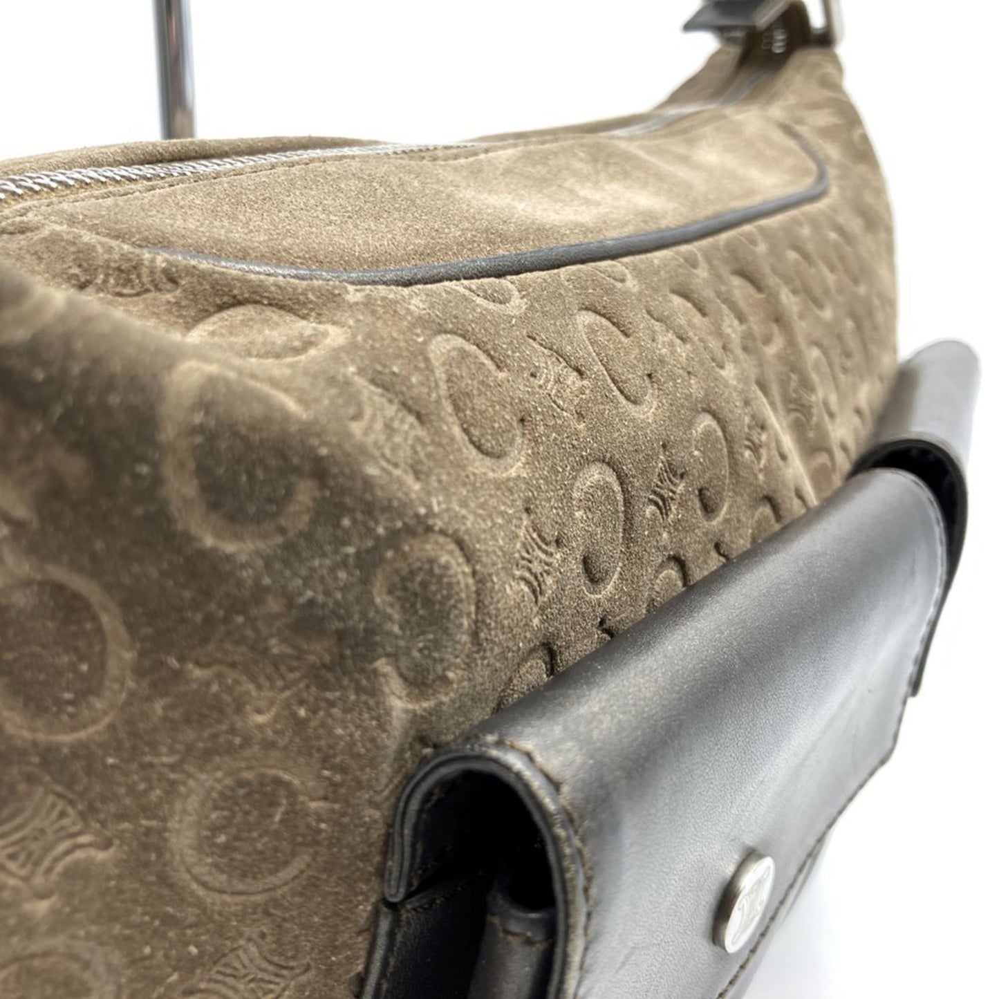 Celine Ce00 22 Handbag Shoulder Bag C Macadam Suede Leather Brown