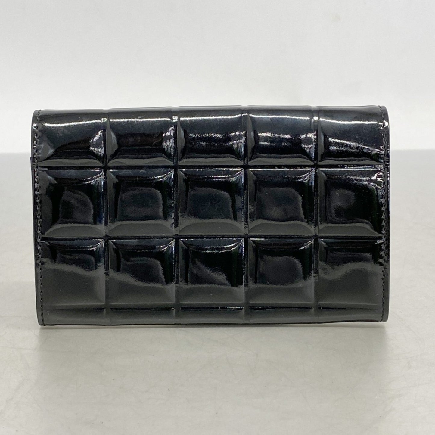 Chanel Chocolate Bar Business Card Case In Black Patent Leather
