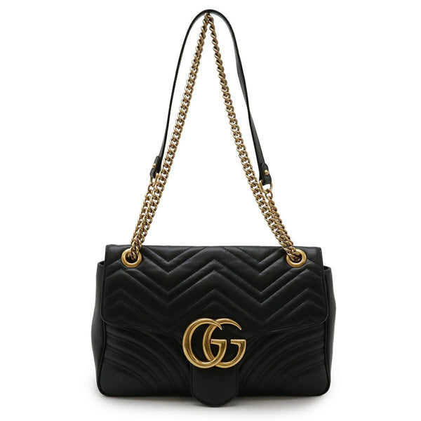 Gucci Gg Marmont Chain Shoulder Bag Pochette In Quilted Leather
