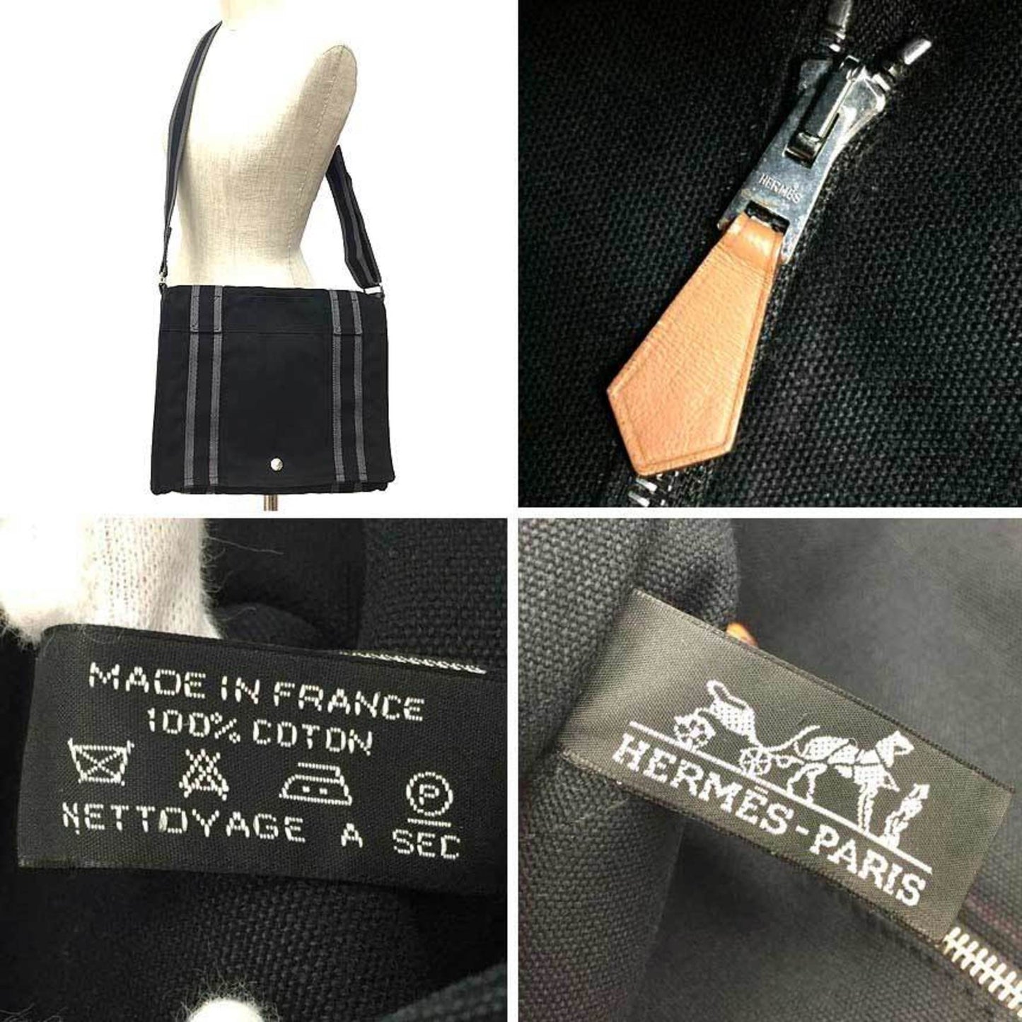 Hermes Hermes Foule Toubasas Pm Shoulder Bag Black Canvas