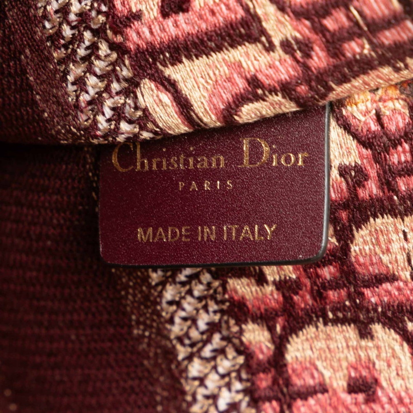 Christian Dior Dior Lady Oblique Embroidery Mini Book Tote Bag Handbag Wine Red Beige Canvas