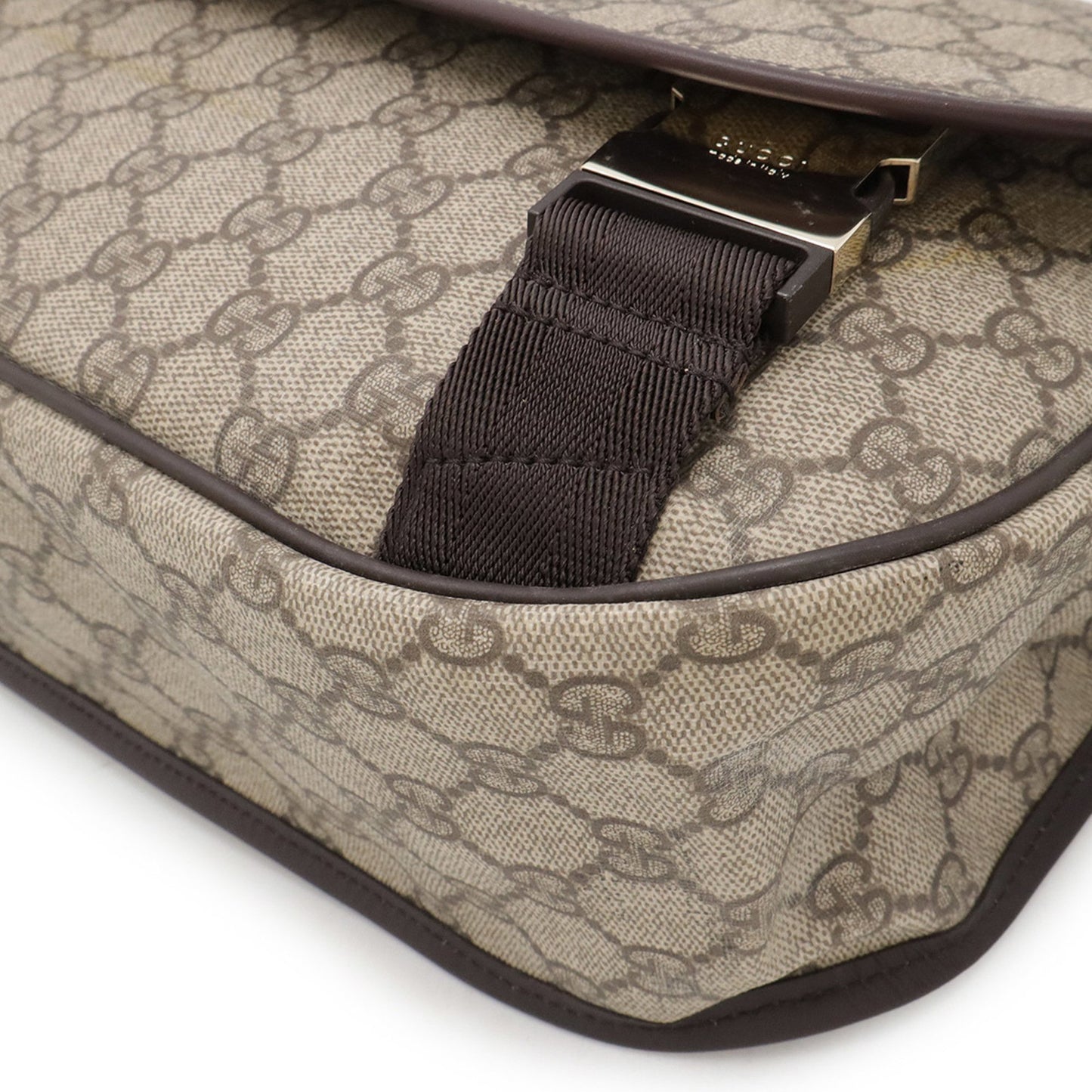 Gucci Gg Supreme Plus Shoulder Bag Pvc Leather Beige Dark Brown 201732