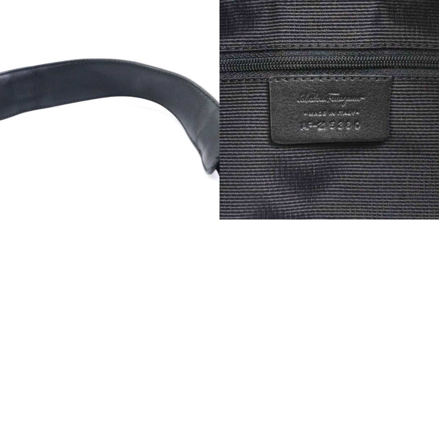 Salvatore Ferragamo Shoulder Bag Gancini Canvas Black Silver