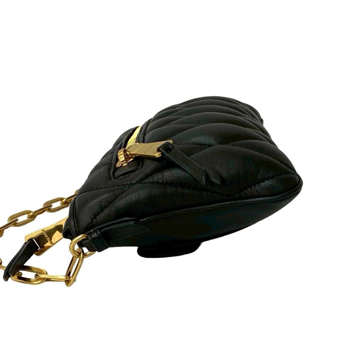 Miu Miu Miumiu Matelasse Quilted Leather Genuine 2-Way Chain Handbag/Shoulder Bag Black 42431