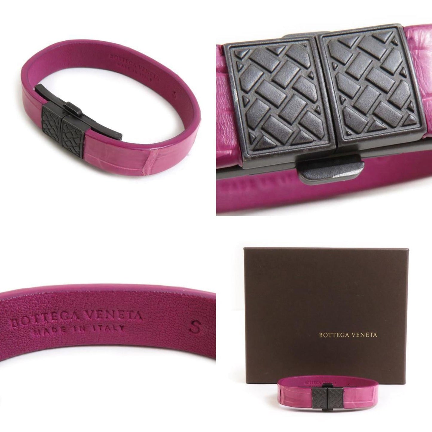Bottega Veneta Bracelet In Pink Purple Leather For Women