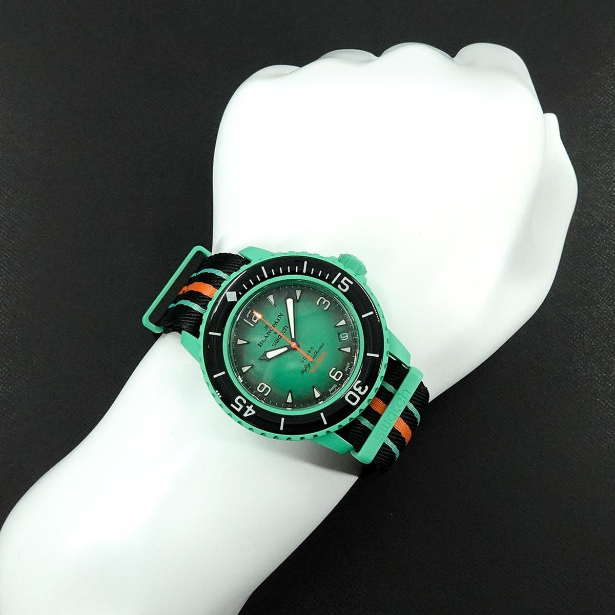 Swatch Blancpain X Fifty Fathoms Pacific Ocean So35I100 Men'S Watch With Date