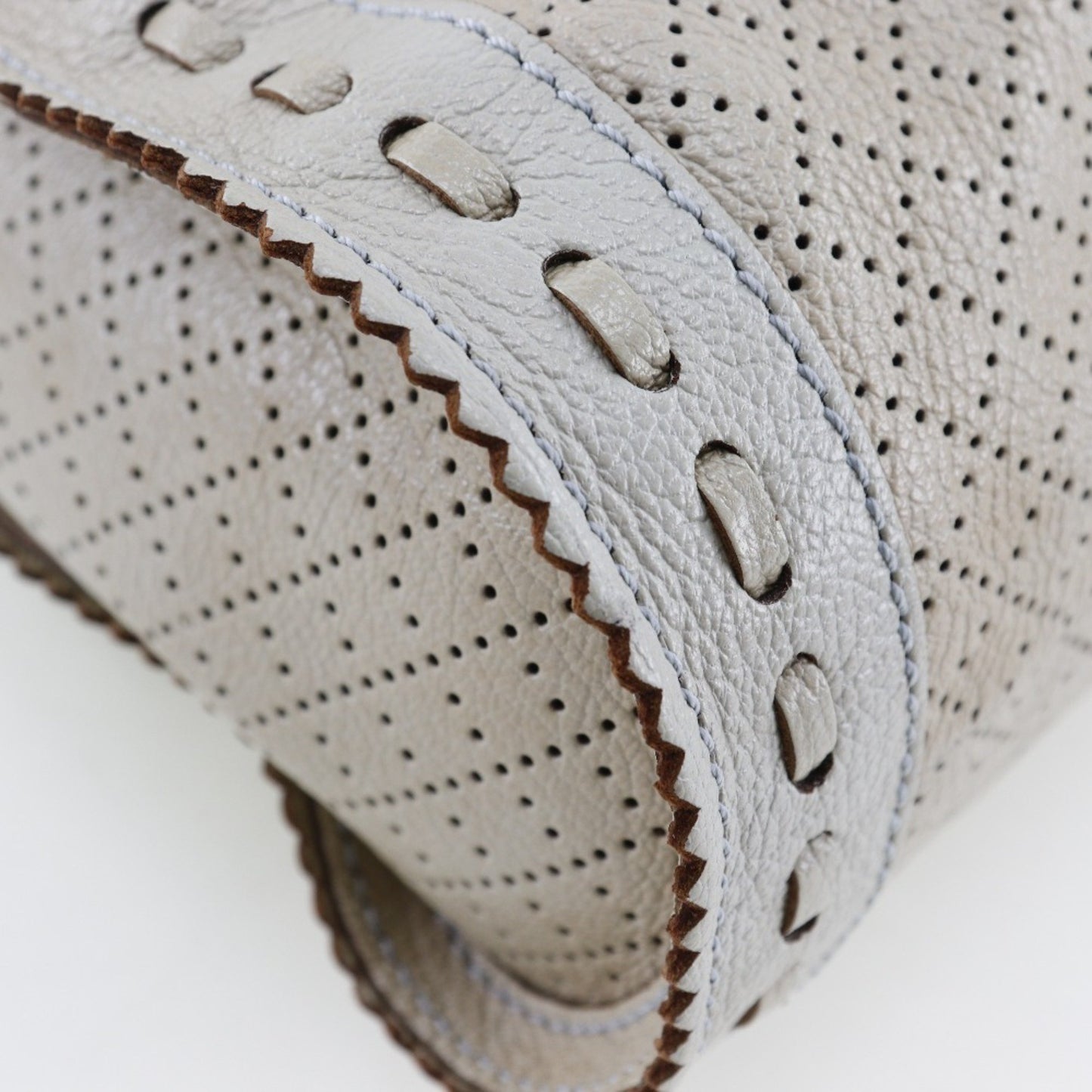 Celine Shoulder Bag Punching Calf Beige Purse
