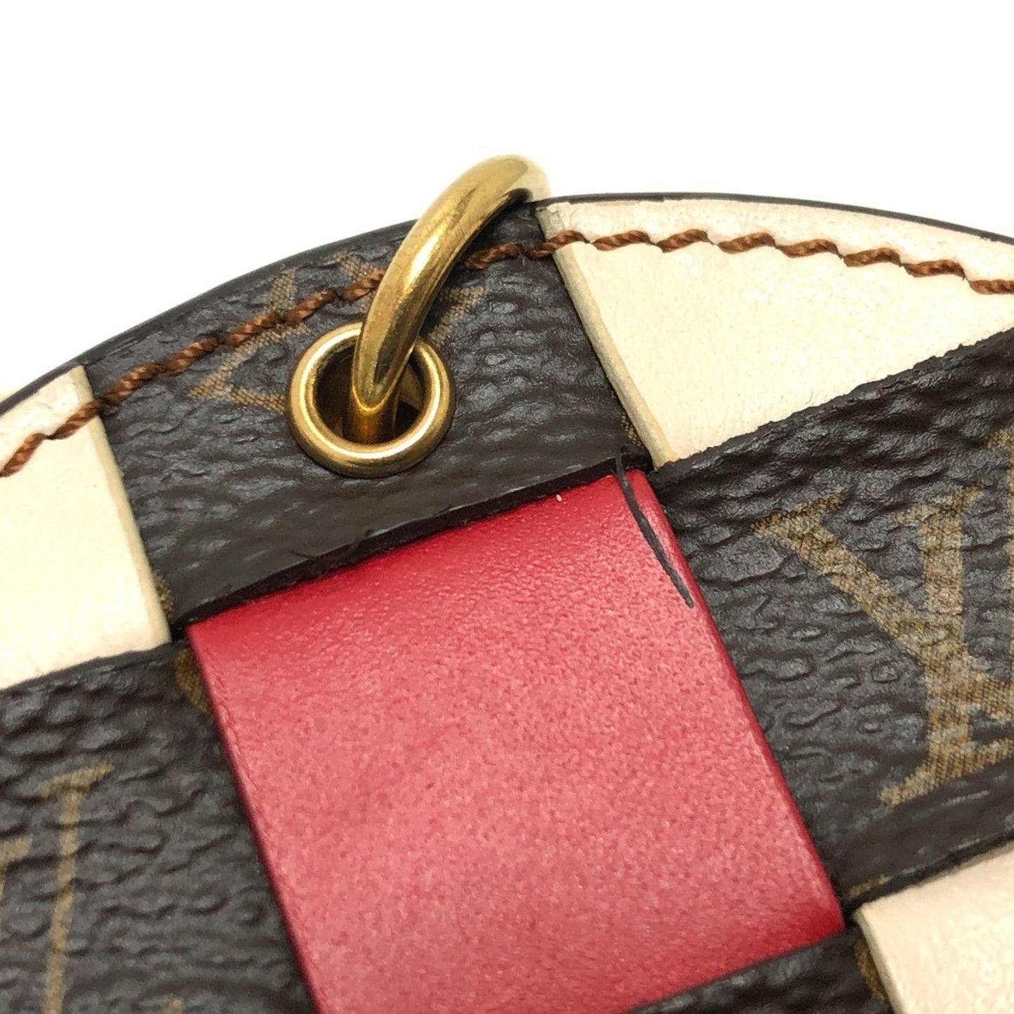 Louis Vuitton M68657 Porte Cle Monogram Check Key Ring Bag Charm Keychain Leather