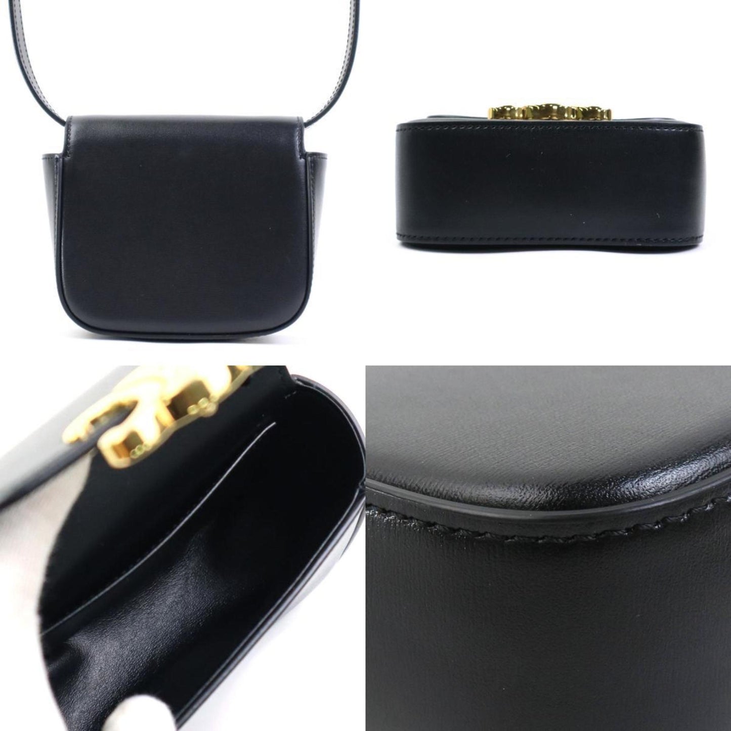 Celine Shoulder Bag Claude Calf Leather Black Gold