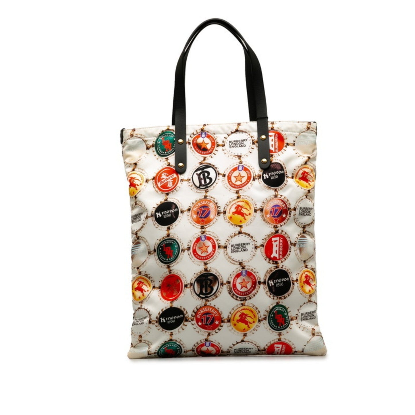 Burberry Bottle Cap Logo Handbag Tote Bag In White