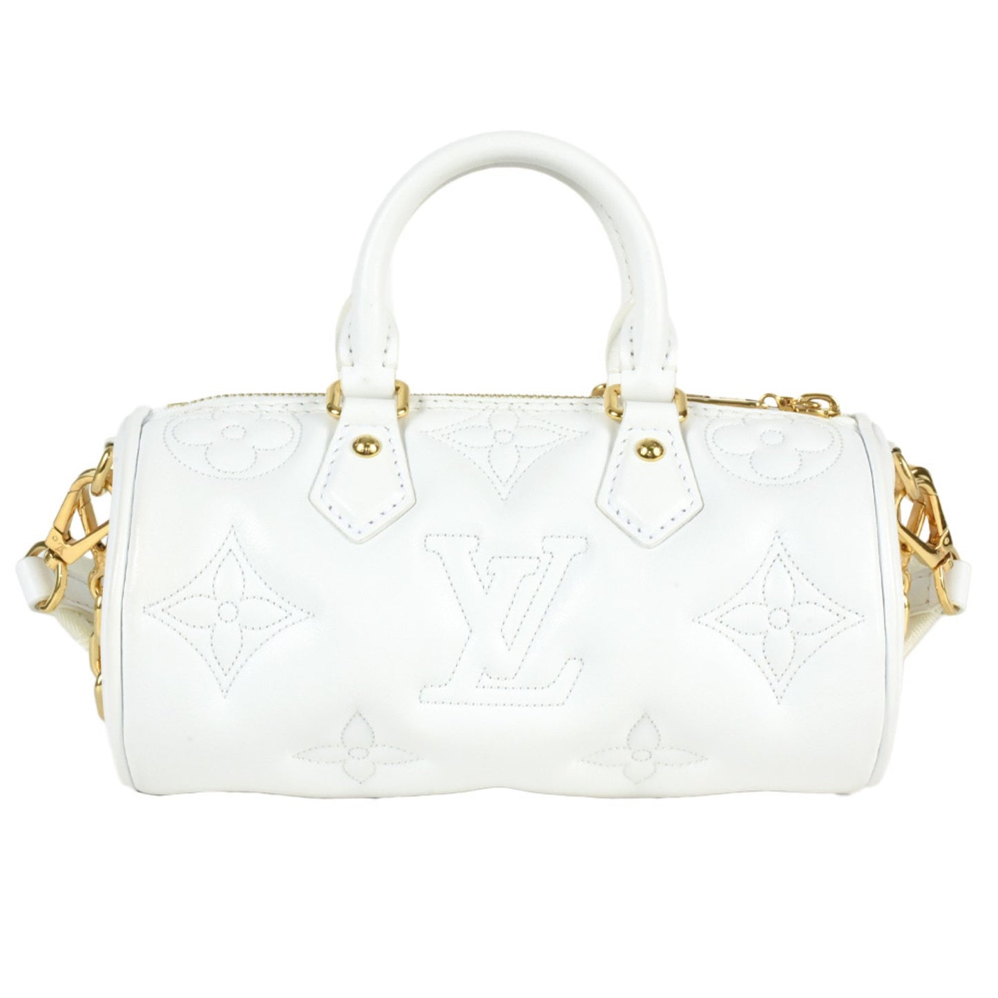 Louis Vuitton Papillon Bb Bubble Gram Shoulder Bag 3Way Calfskin M59827 White Rfid Handbag