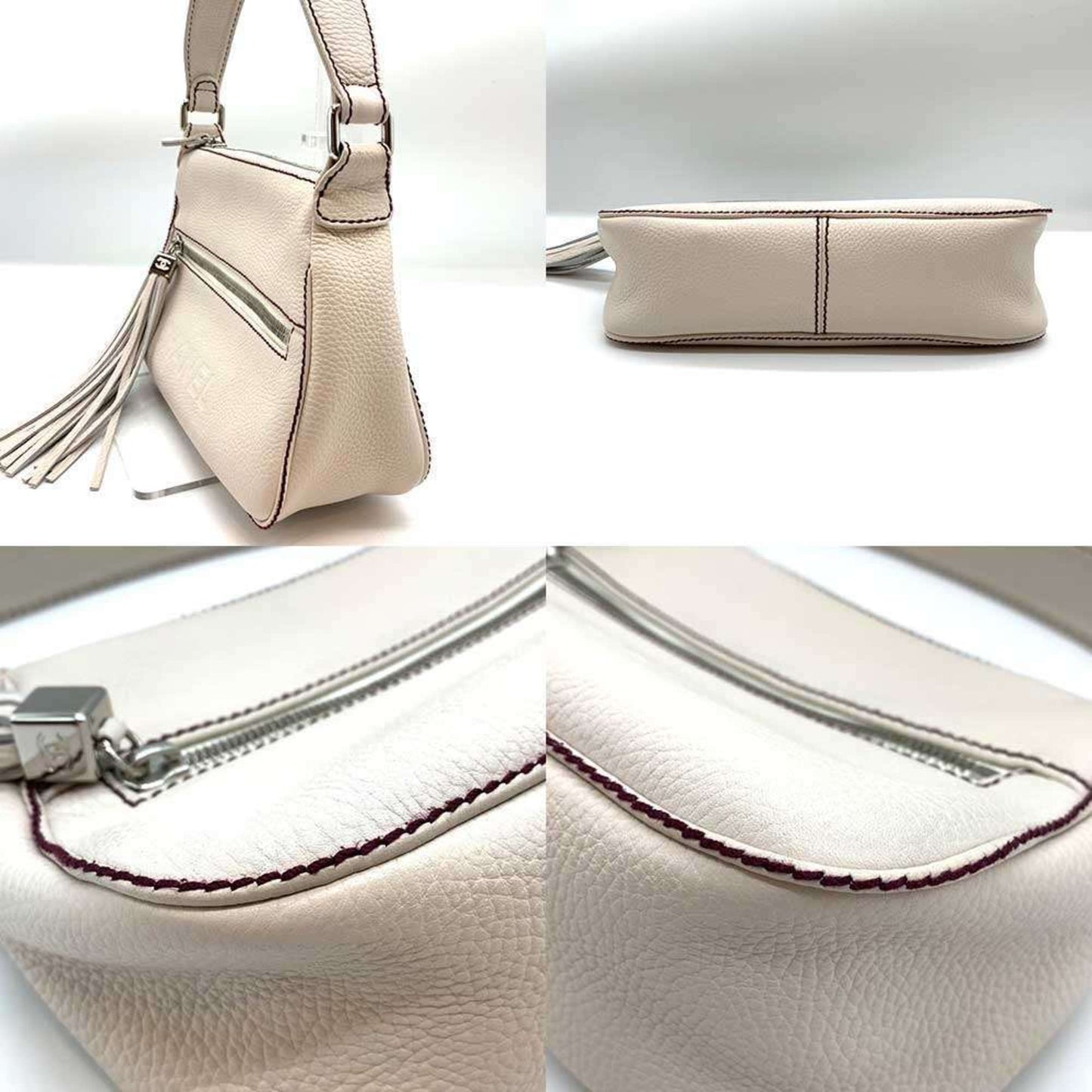 Chanel Shoulder Bag Horizontal White Tassel