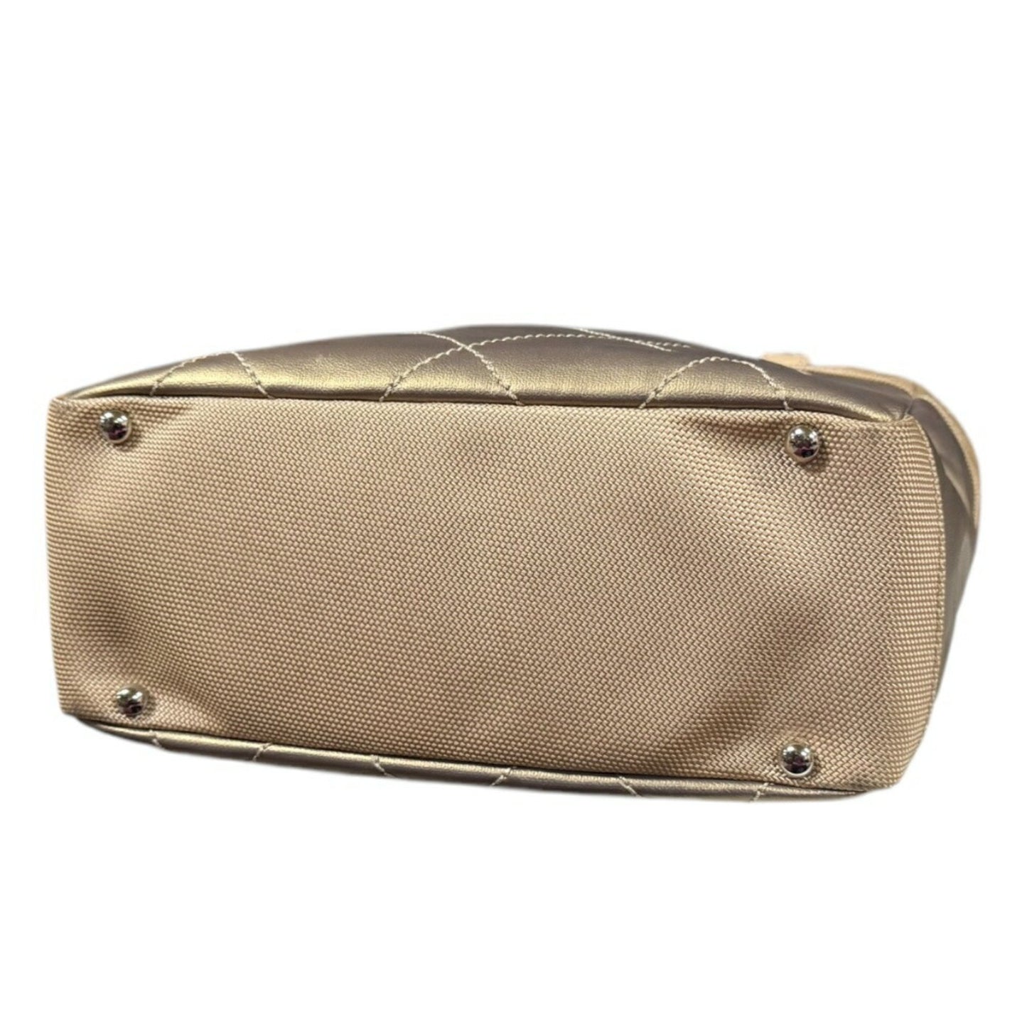 Chanel Paris Biarritz Pm Handbag Coated Canvas A34208 Gold