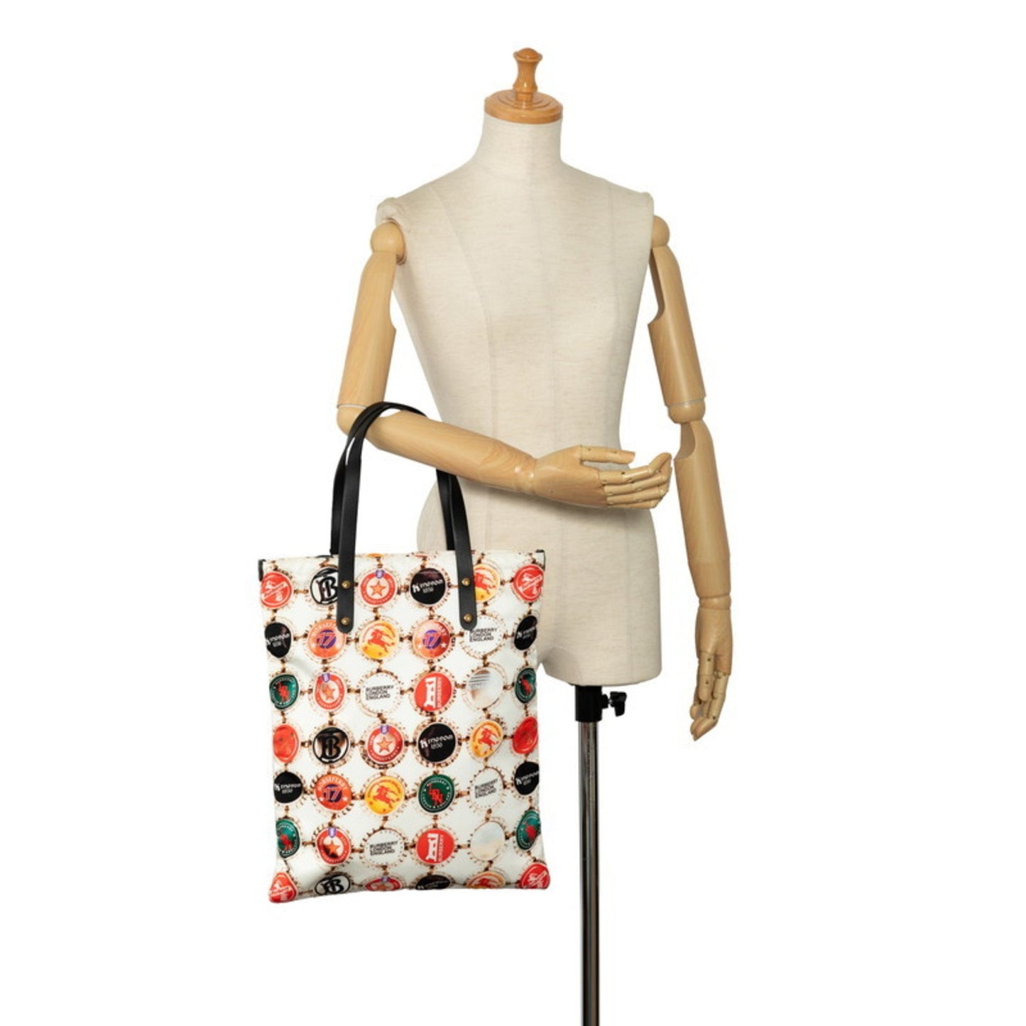 Burberry Bottle Cap Logo Handbag Tote Bag In White