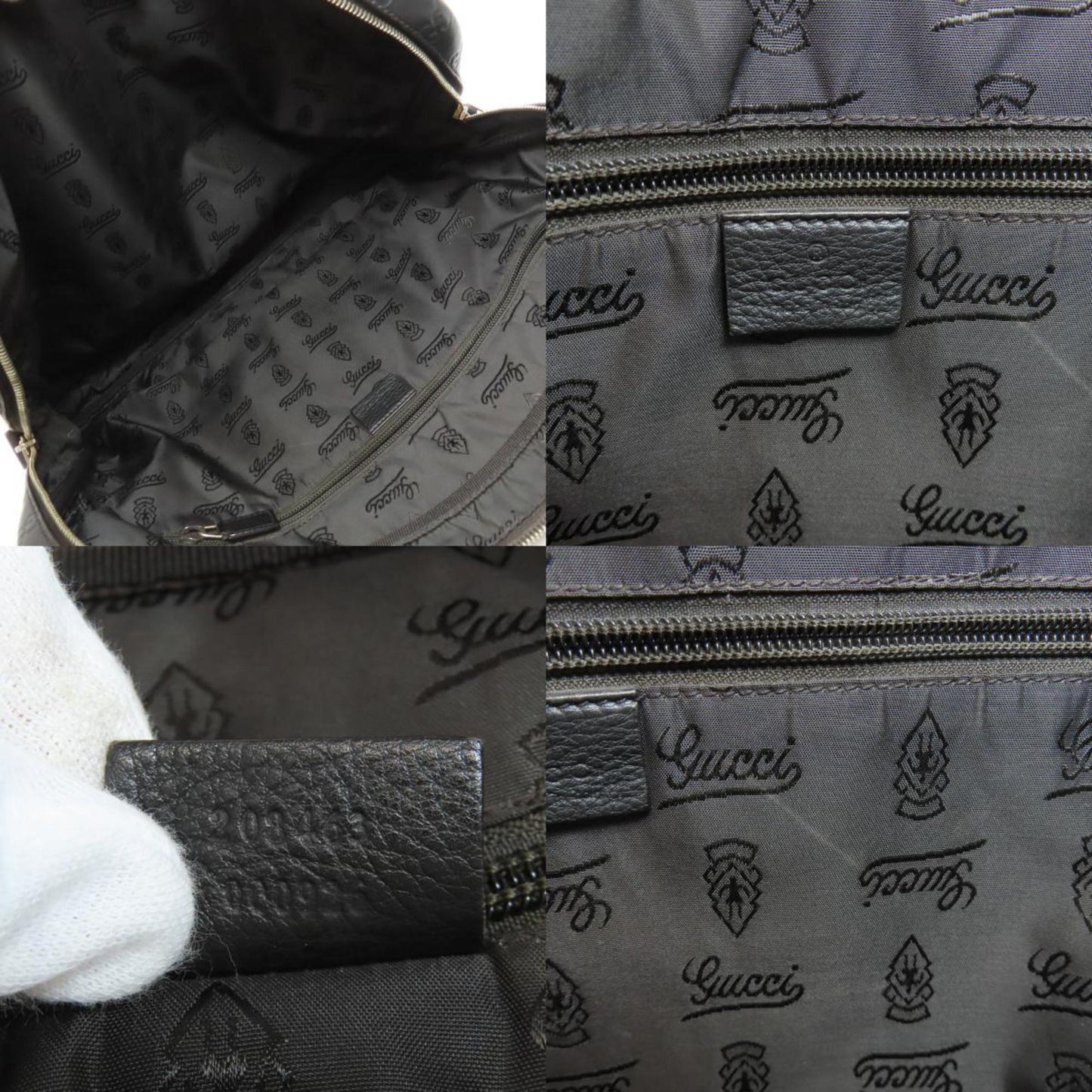 Gucci 208463 Gg Signature Shima Bag Leather