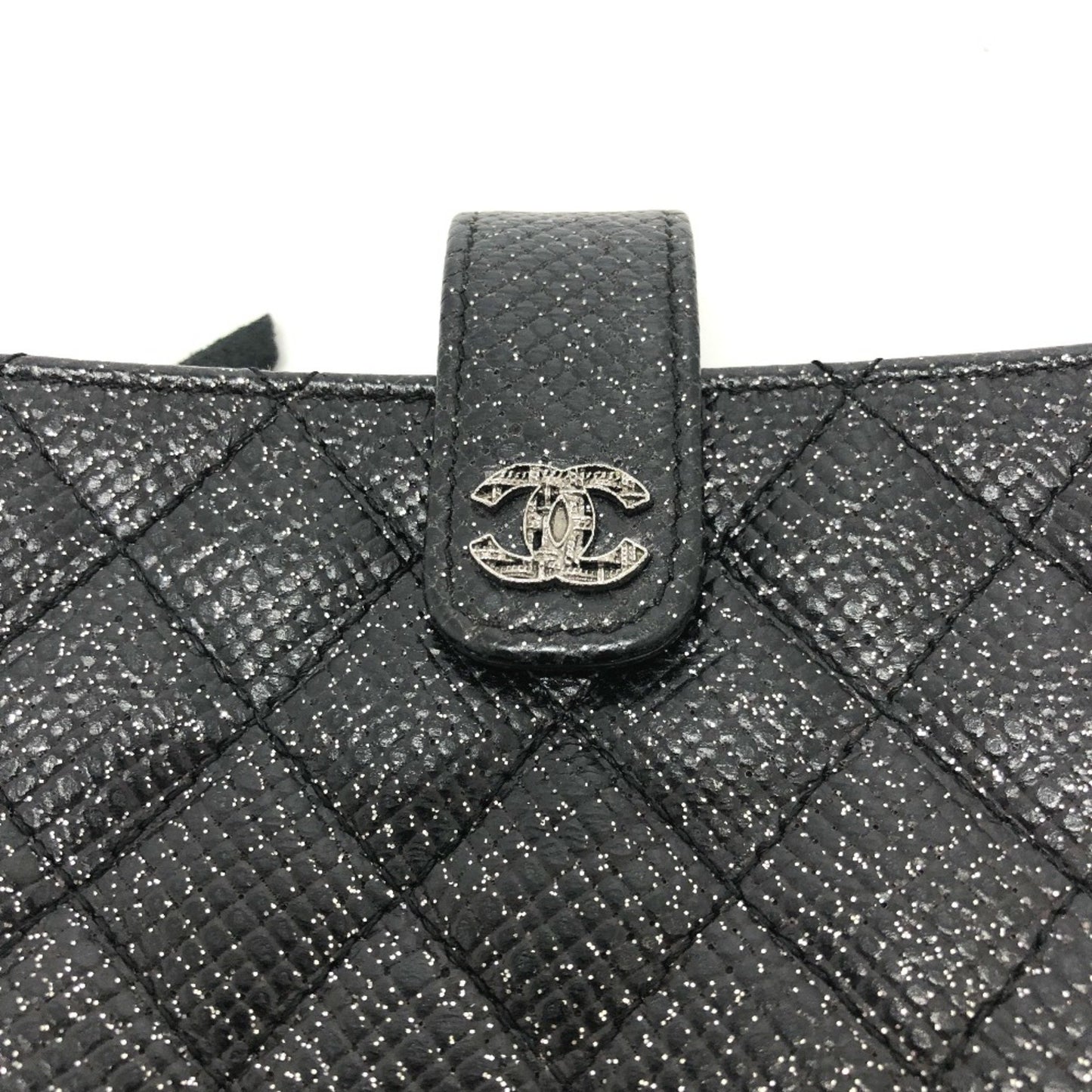 Chanel Cc Mark Coin Purse/Coin Compartment Pouch Black Silverhardware