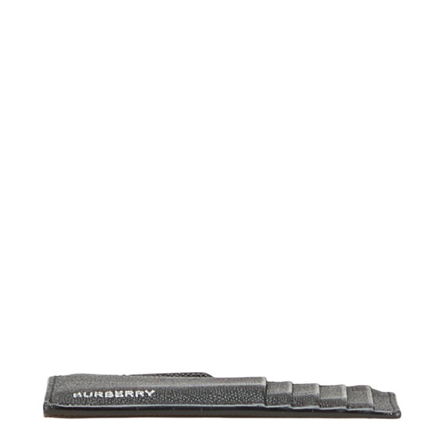 Burberry Logo Fragment Case Card Black Leather